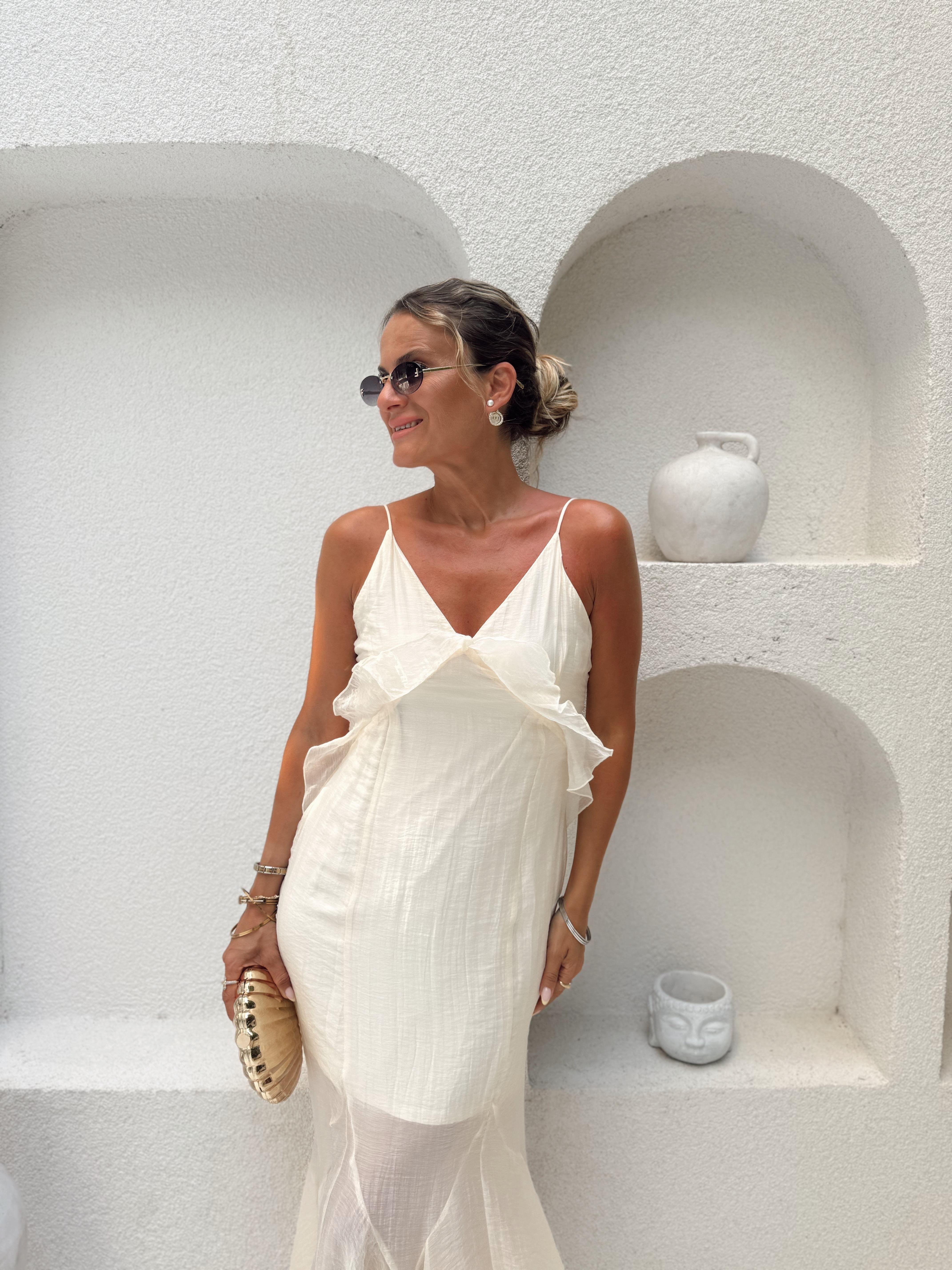 Nişantaşı Butik VOLANLI ASTAR DETAY VANİLYA ELBİSE