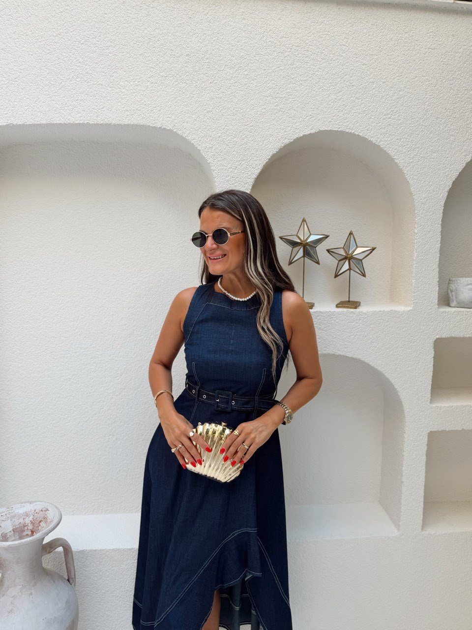 Nişantaşı Butik VOLANLI KEMER DETAY KONTRAST ELBİSE