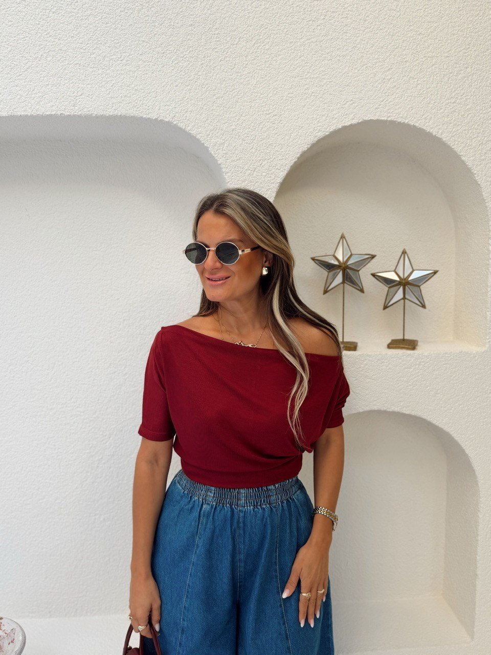 Nişantaşı Butik YAKA DETAY BORDO BLUZ