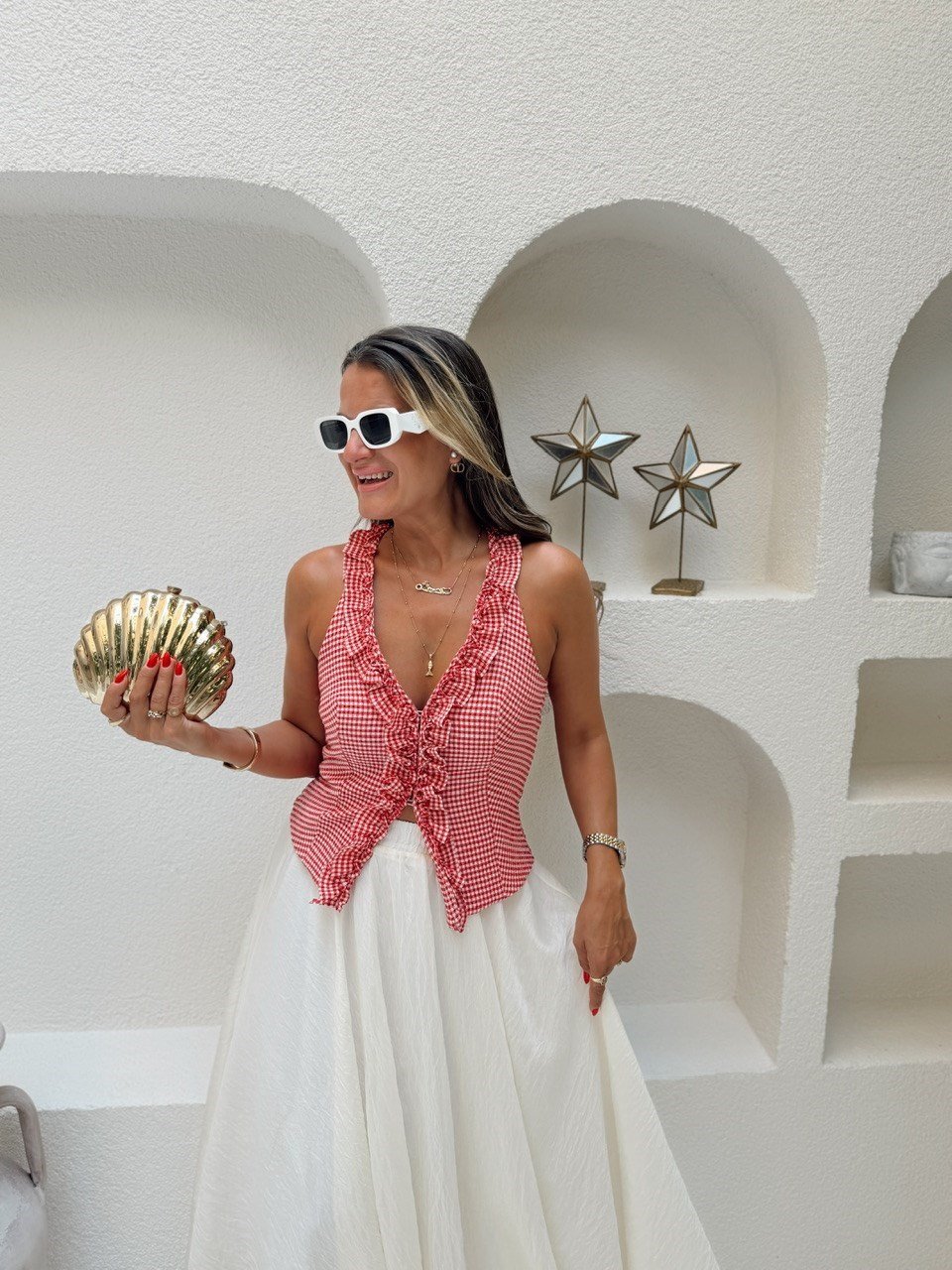 Nişantaşı Butik YAKA FIRFIR DETAY PÖTİKARE BLUZ KIRMIZI