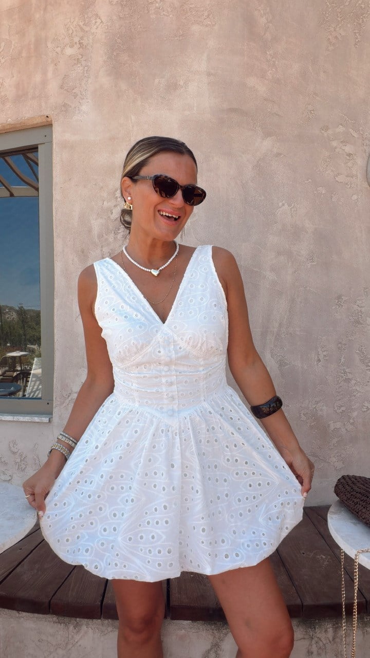 Nişantaşı Butik YAKA VE SIRT DETAY FİSTO BALON ELBİSE 
