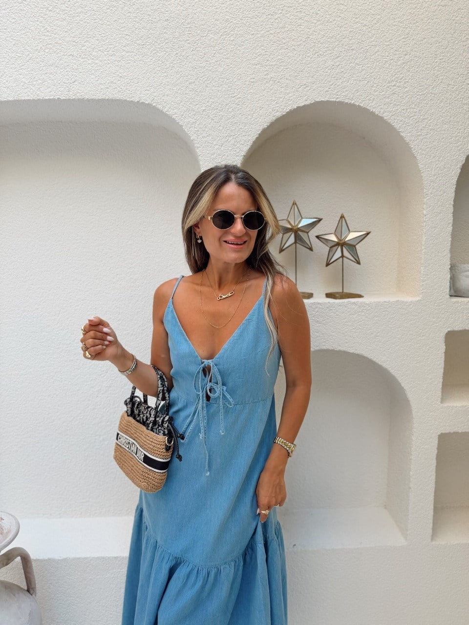 Nişantaşı Butik YAKA VE SIRT DETAY TENSEL DENİM ELBİSE