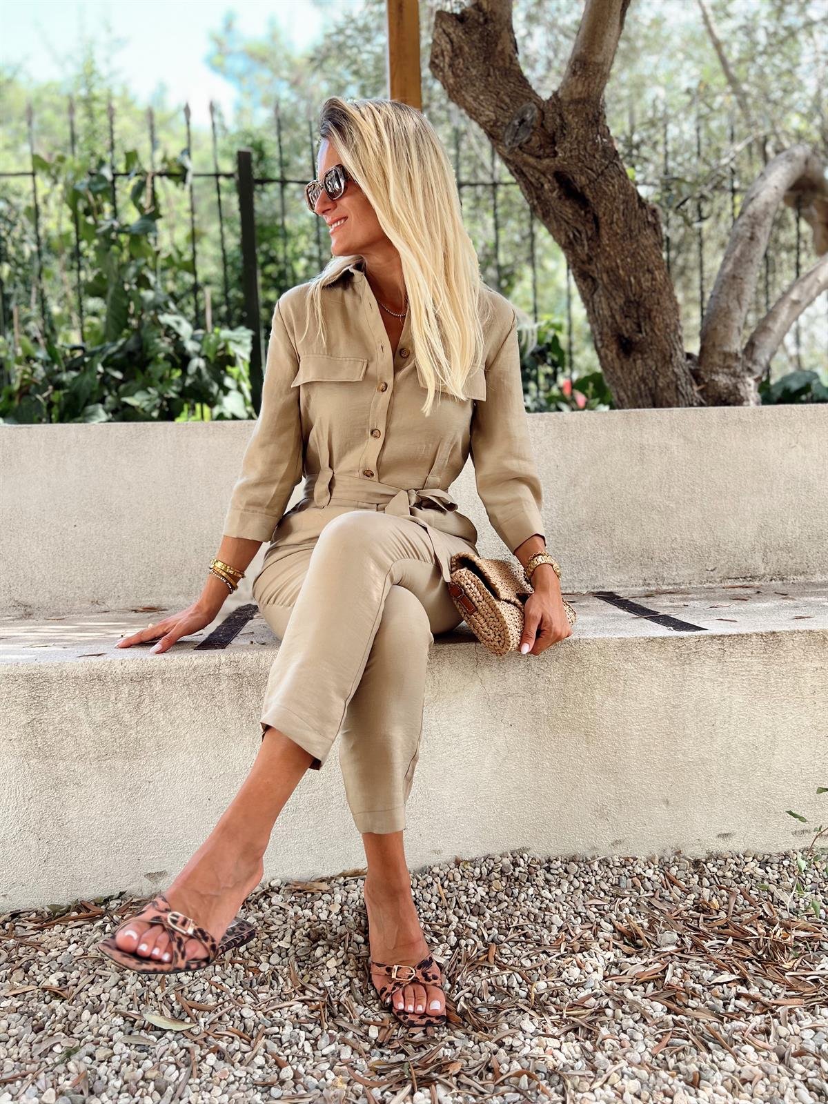 Nişantaşı Butik YARIM KOL BEJ KETEN TULUM