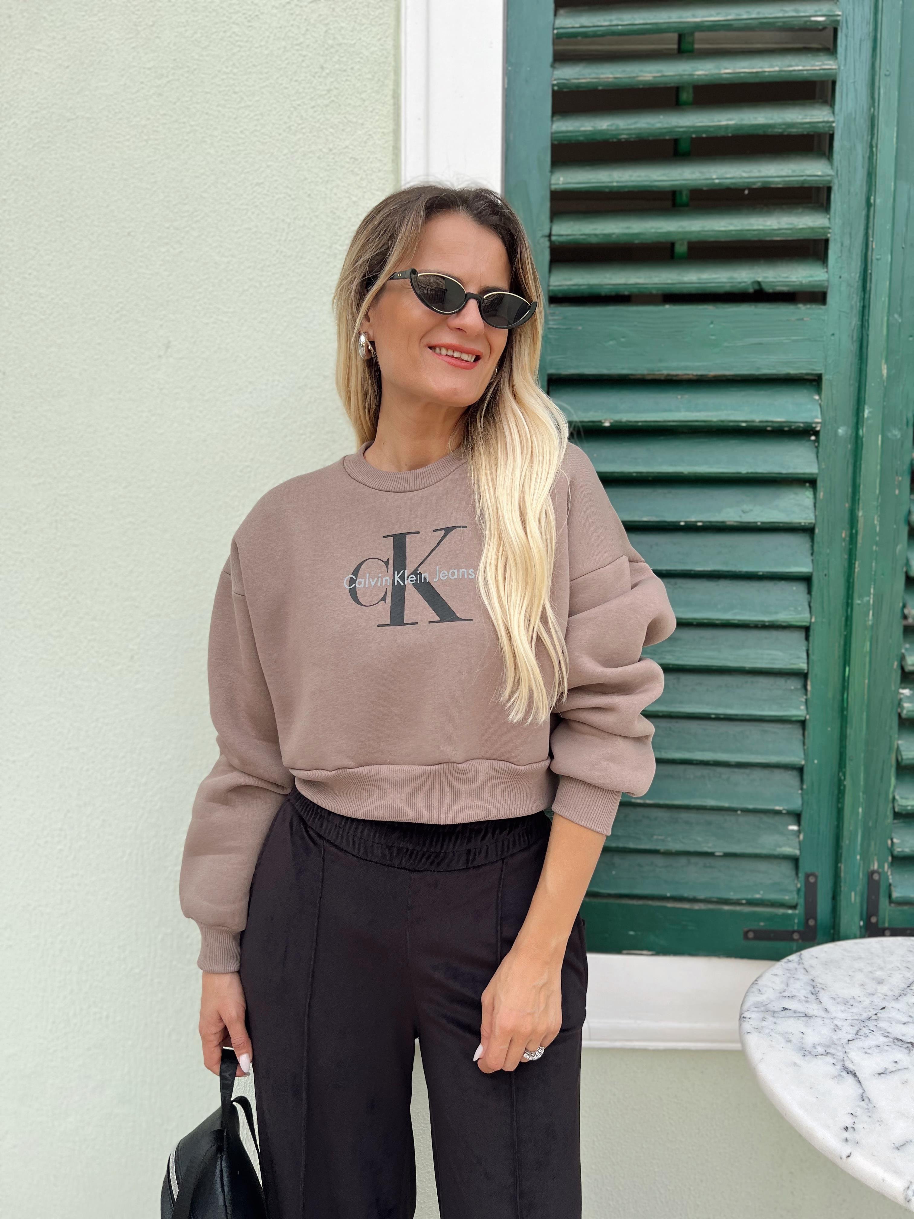 Nişantaşı Butik YAZI BASKILI VİZON SWEATSHİRT