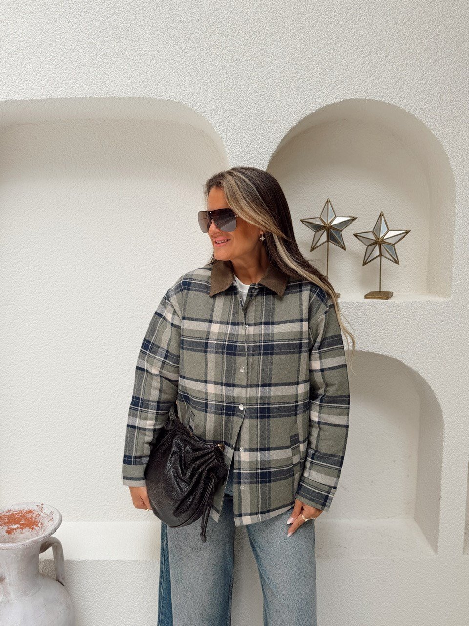 Nişantaşı Butik YEŞİL EKOSE KAPİTONELİ CEKET