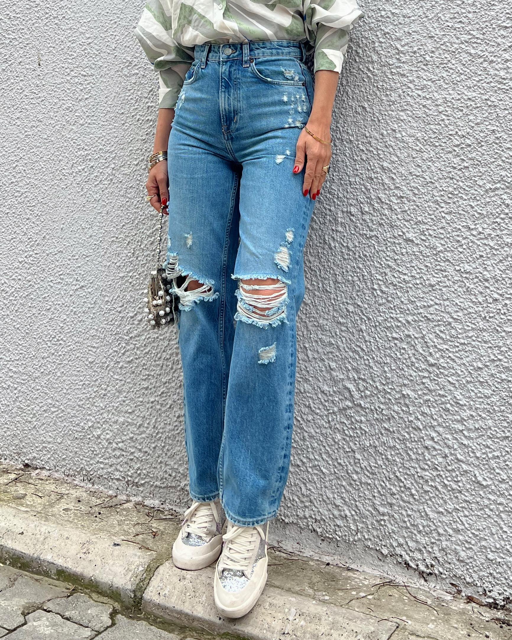 Nişantaşı Butik YIRTIK DETAY STRAİGHT FİT JEAN