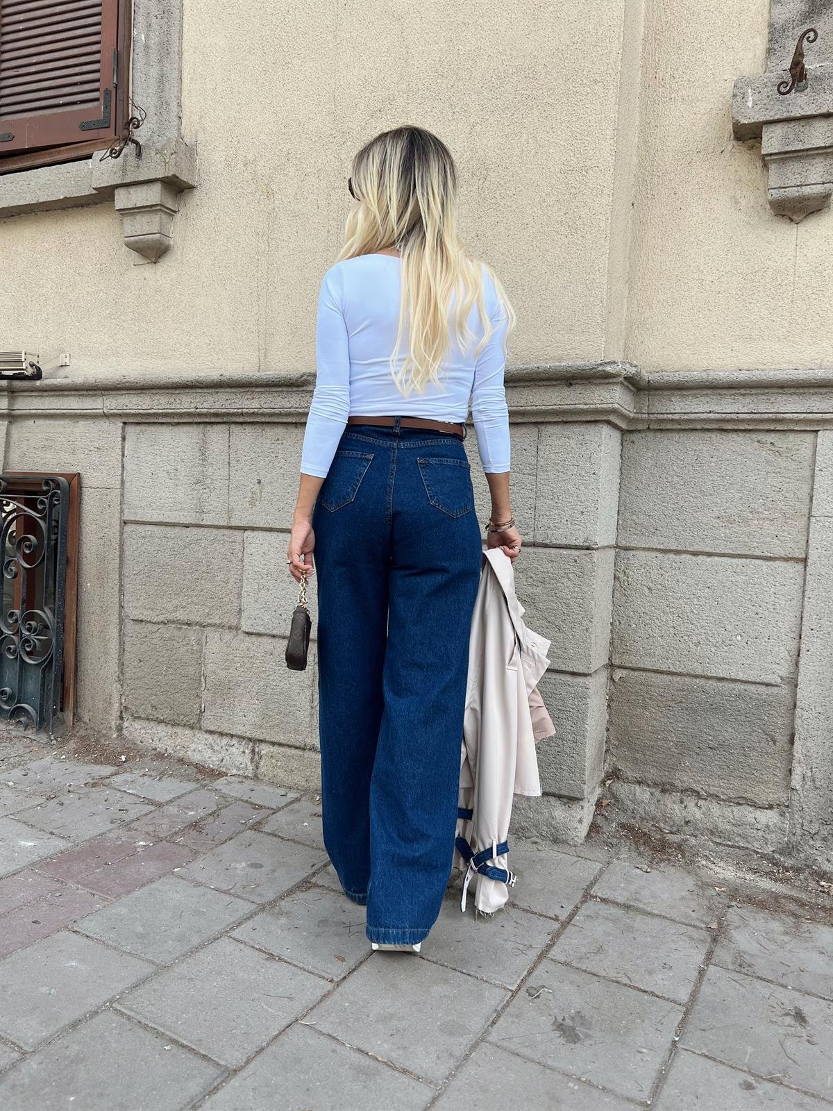 Nişantaşı Butik YÜKSEK BEL BOL PAÇA KOT PANTOLON