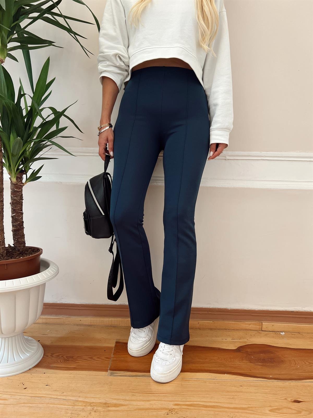 Nişantaşı Butik YÜKSEK BEL ÇELİK TAYT PANTOLON LACİVERT