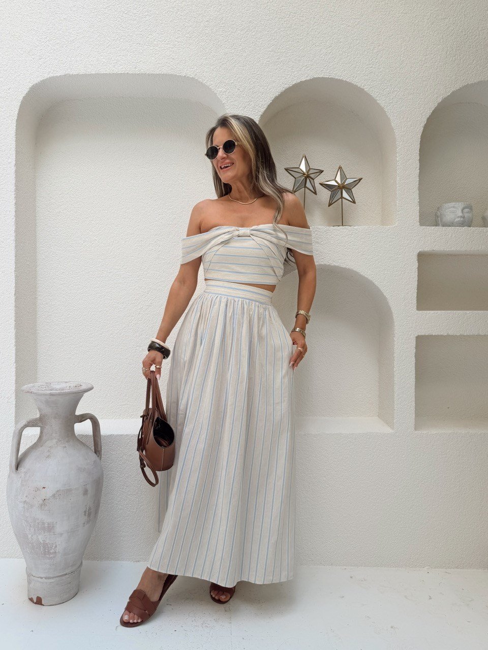 Nişantaşı Butik YÜKSEK BEL ÇİZGİLİ ETEK