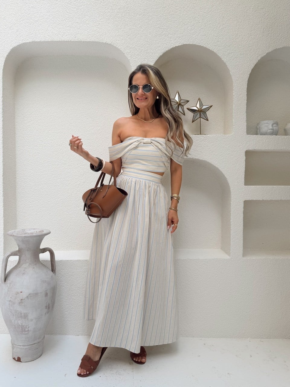 Nişantaşı Butik YÜKSEK BEL ÇİZGİLİ ETEK