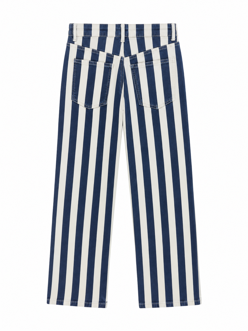 Nişantaşı Butik YÜKSEK BEL ÇİZGİLİ MARİNE STRAİGHT FİT JEAN