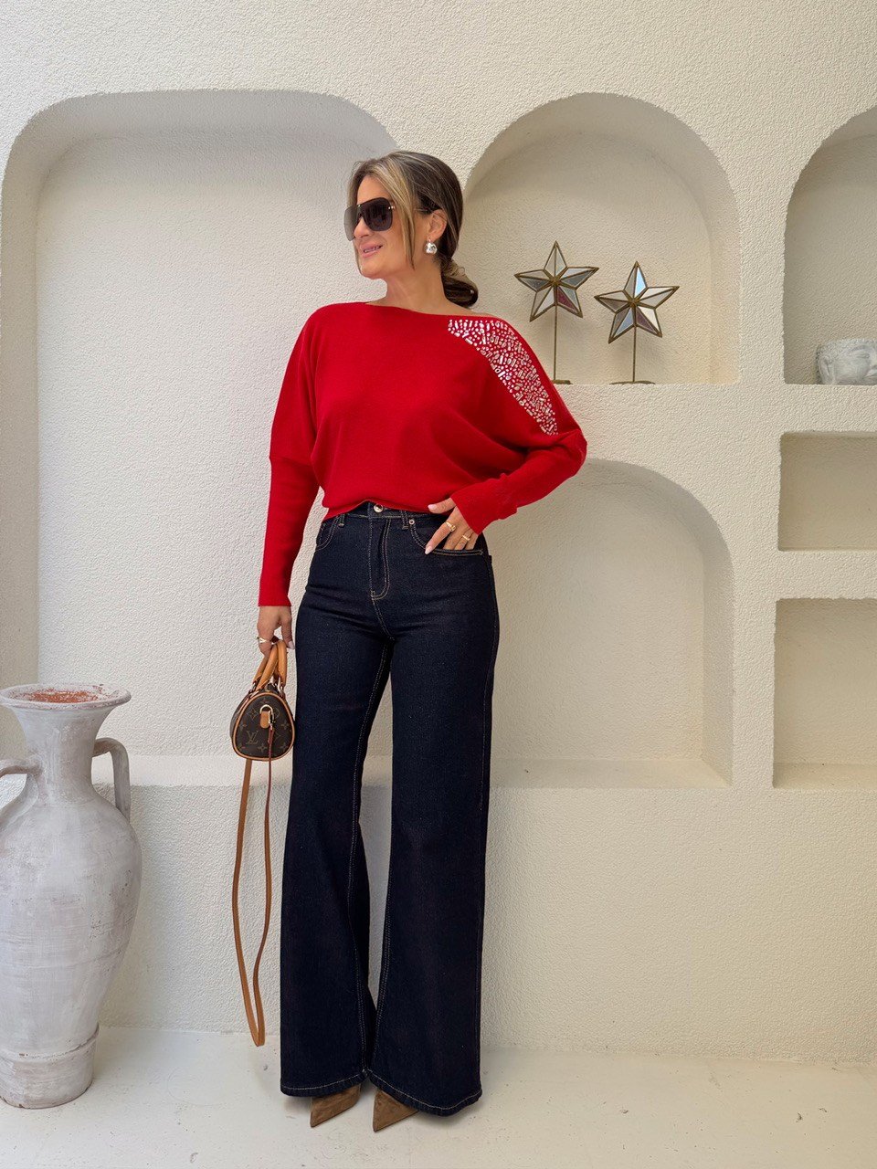 Nişantaşı Butik YÜKSEK BEL LİKRALI STRAİGHT JEAN KONTRAST