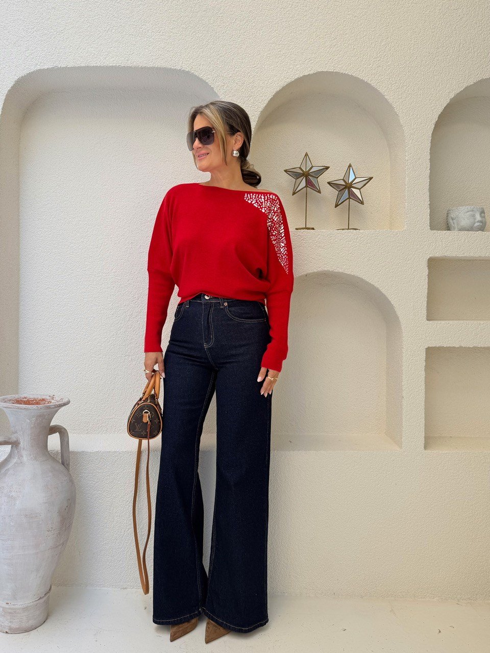 Nişantaşı Butik YÜKSEK BEL LİKRALI STRAİGHT JEAN KONTRAST