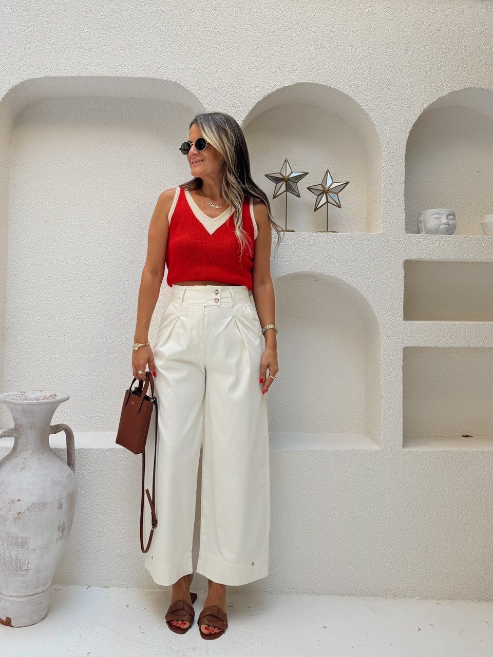 Nişantaşı Butik YÜKSEK BEL PAÇA DETAY BARREL EKRU PANTOLON