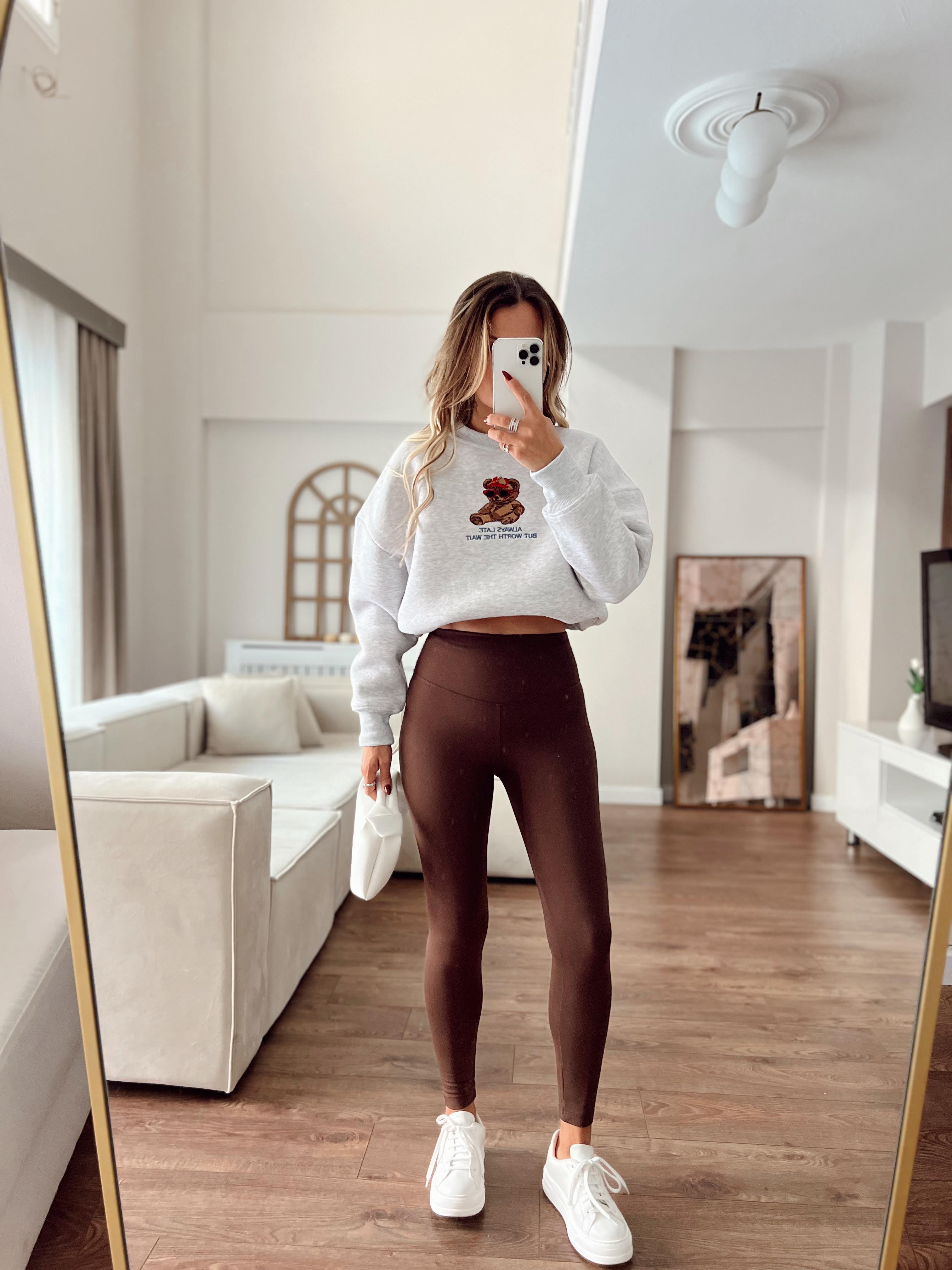 Nişantaşı Butik YÜKSEK BEL ŞARDONLU KAHVERENGİ TAYT