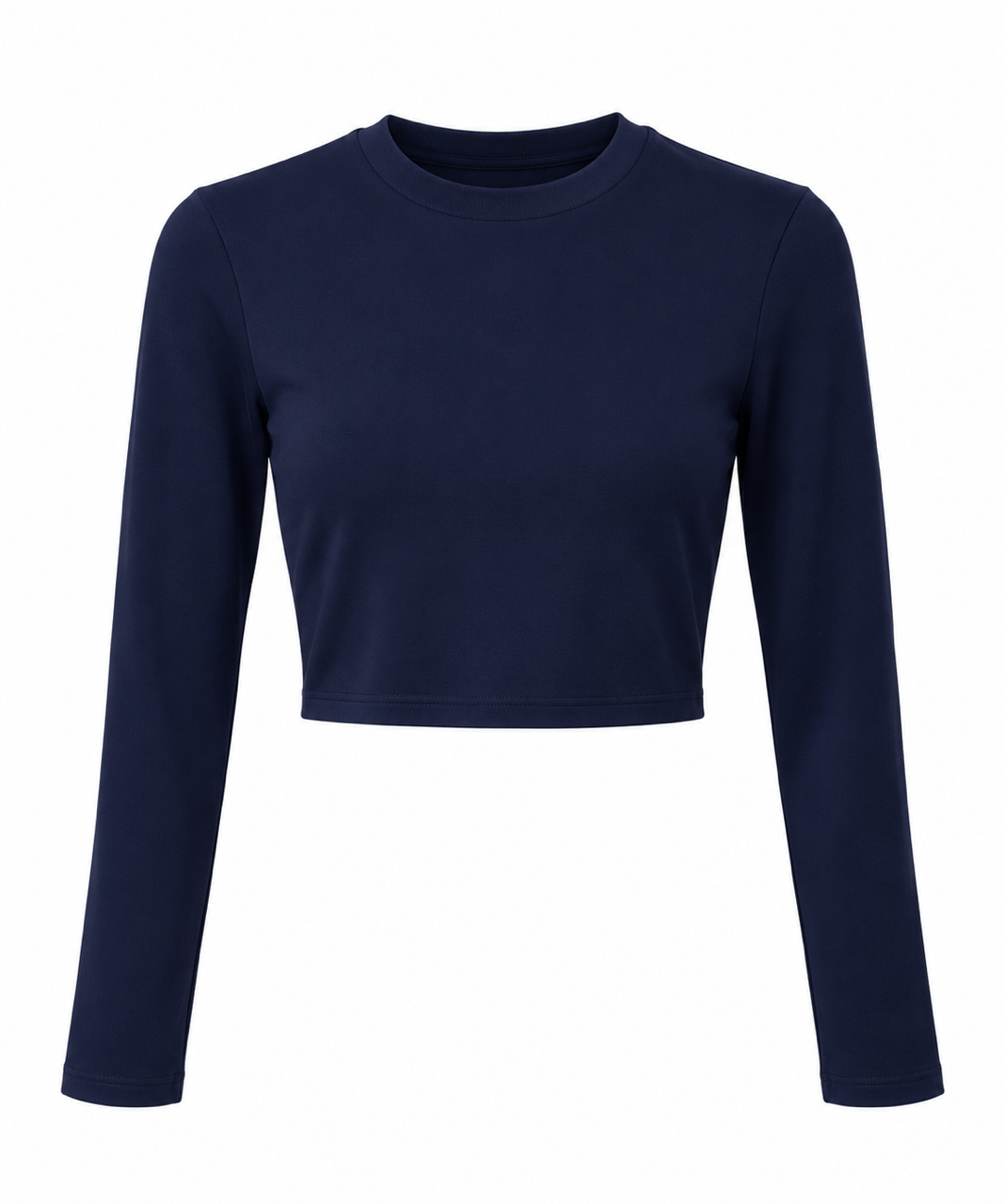 Nişantaşı Butik YUVARLAK YAKA CROP BASİC LACİVERT