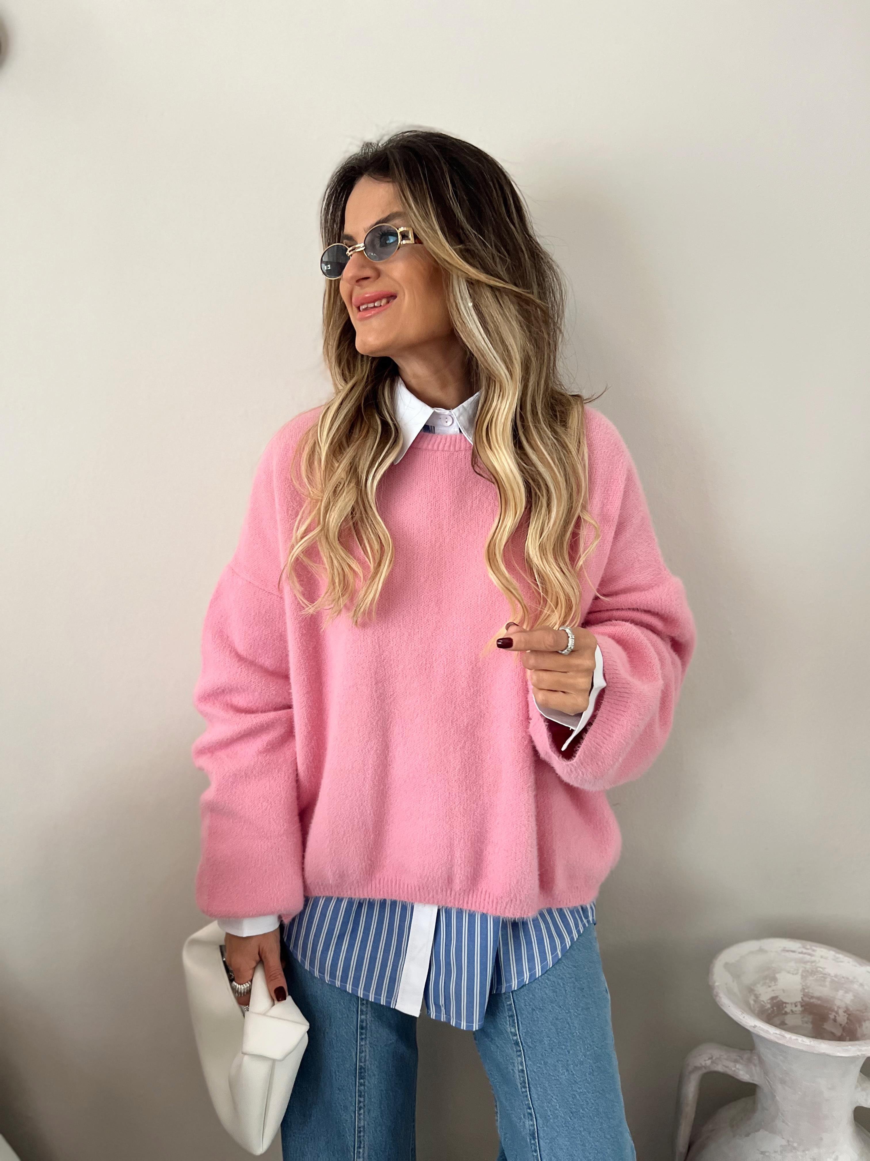 Nişantaşı Butik YUVARLAK YAKA PEMBE YUMOS KAZAK