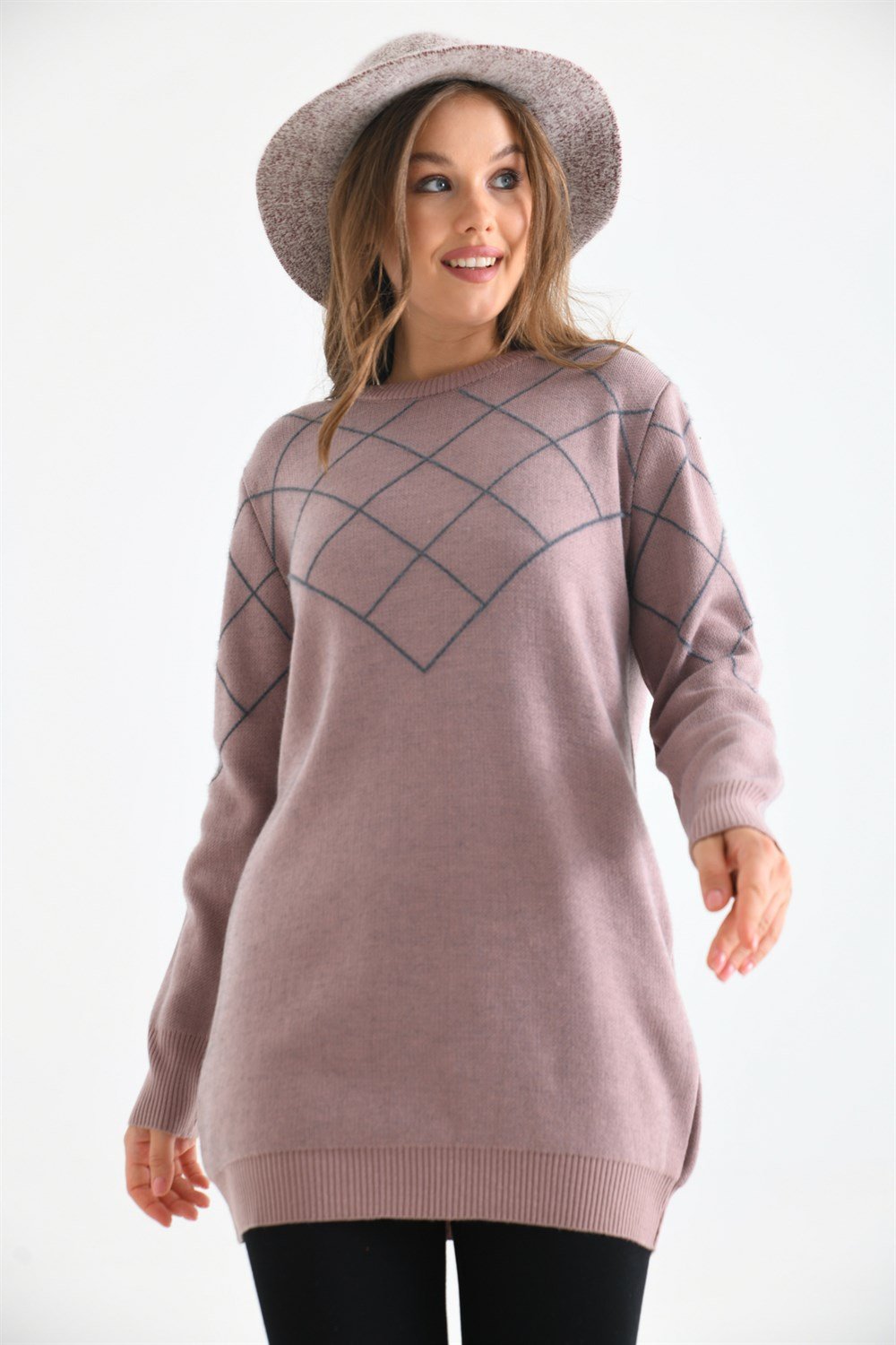 Baklava Desenli Bluz PUDRA