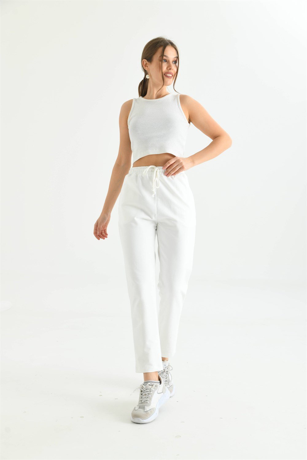 Bayan İki İp Pantolon EKRU