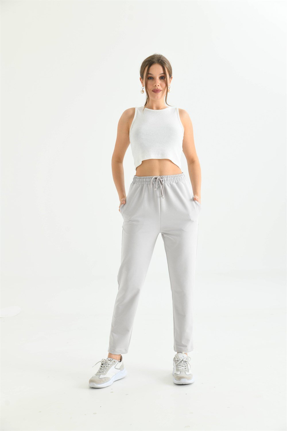 Bayan İki İp Pantolon GRİ