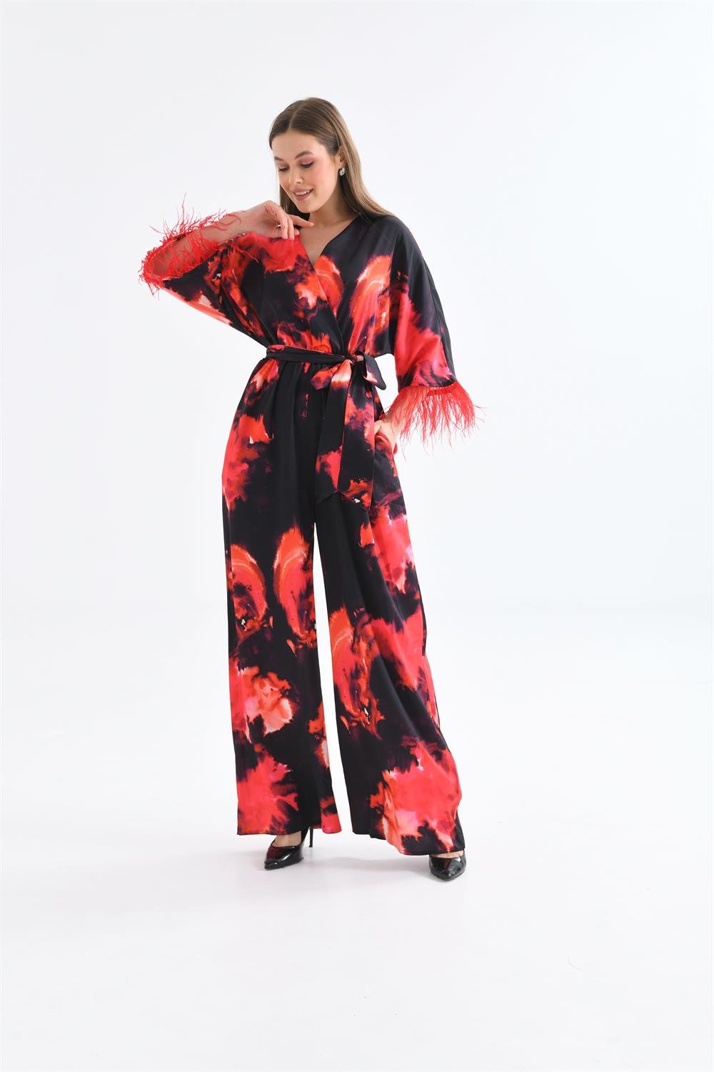 Bayan Kolar Tüğlü Tulum KIRMIZI