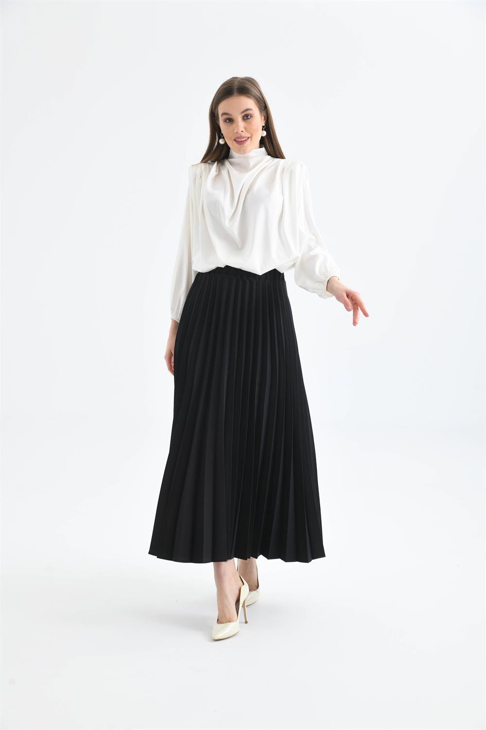 Bayan Plise Etek SİYAH