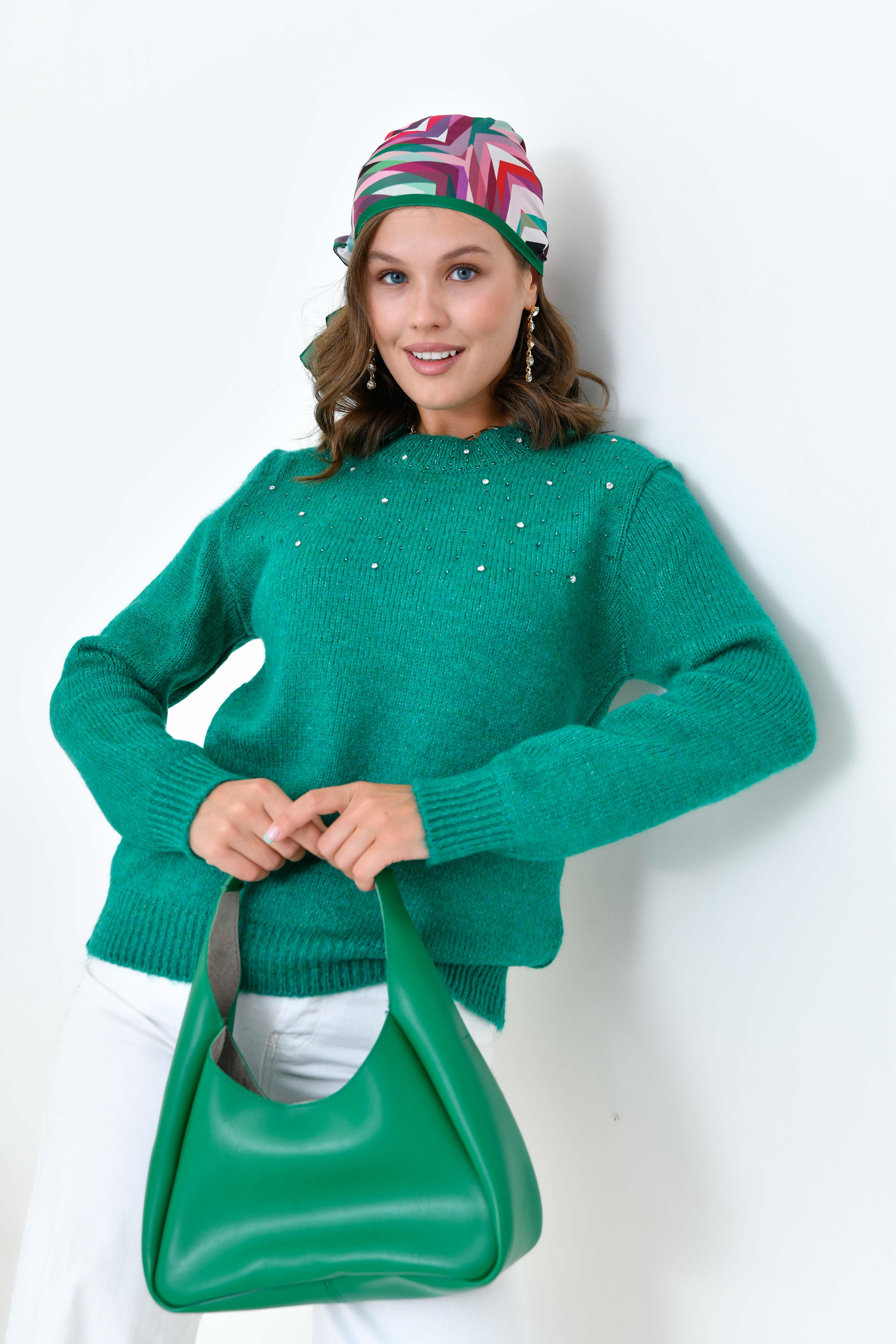 Ftz Kadın Boncuk İşlemeli Kazak Benetton 20741