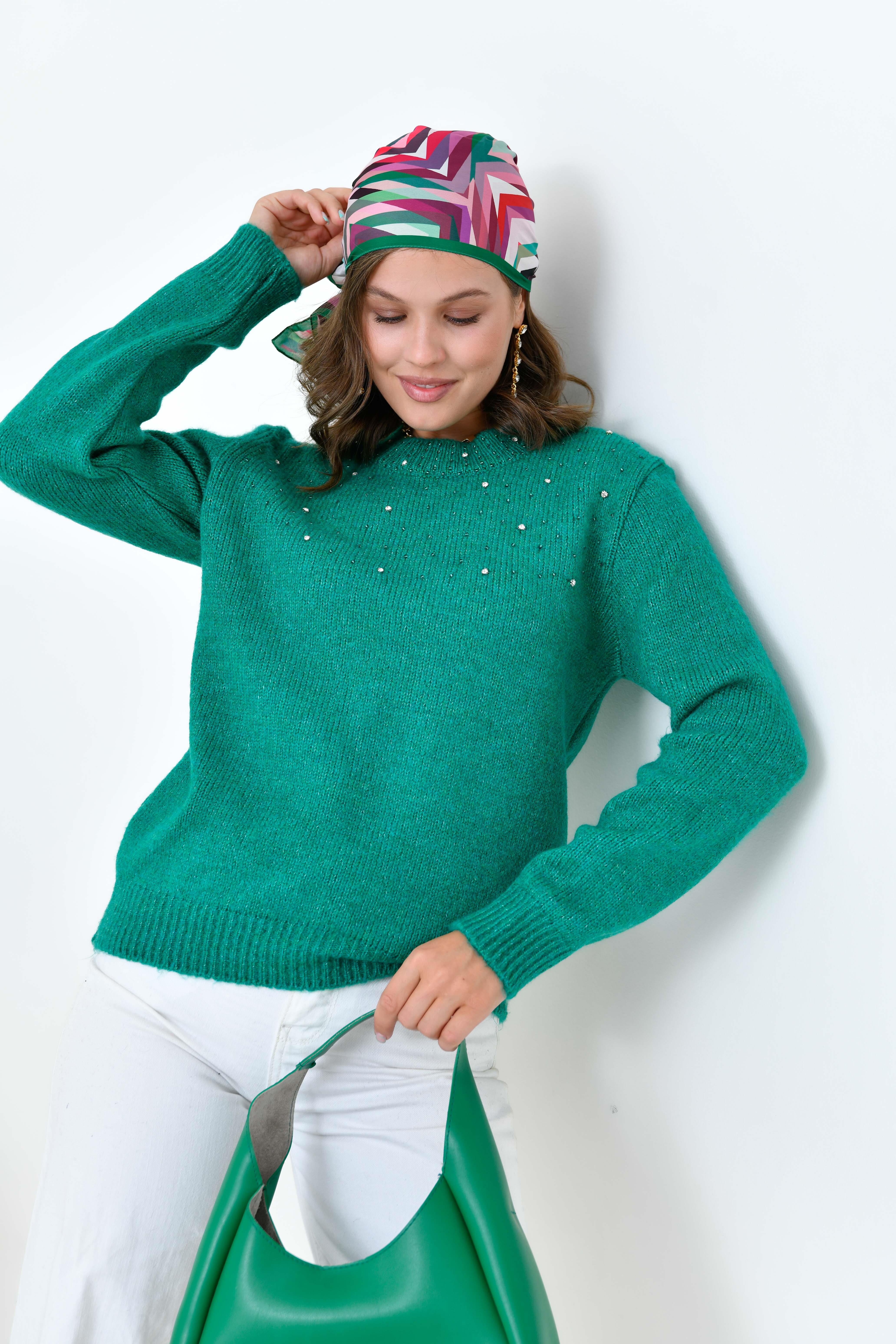 Ftz Kadın Boncuk İşlemeli Kazak Benetton 20741