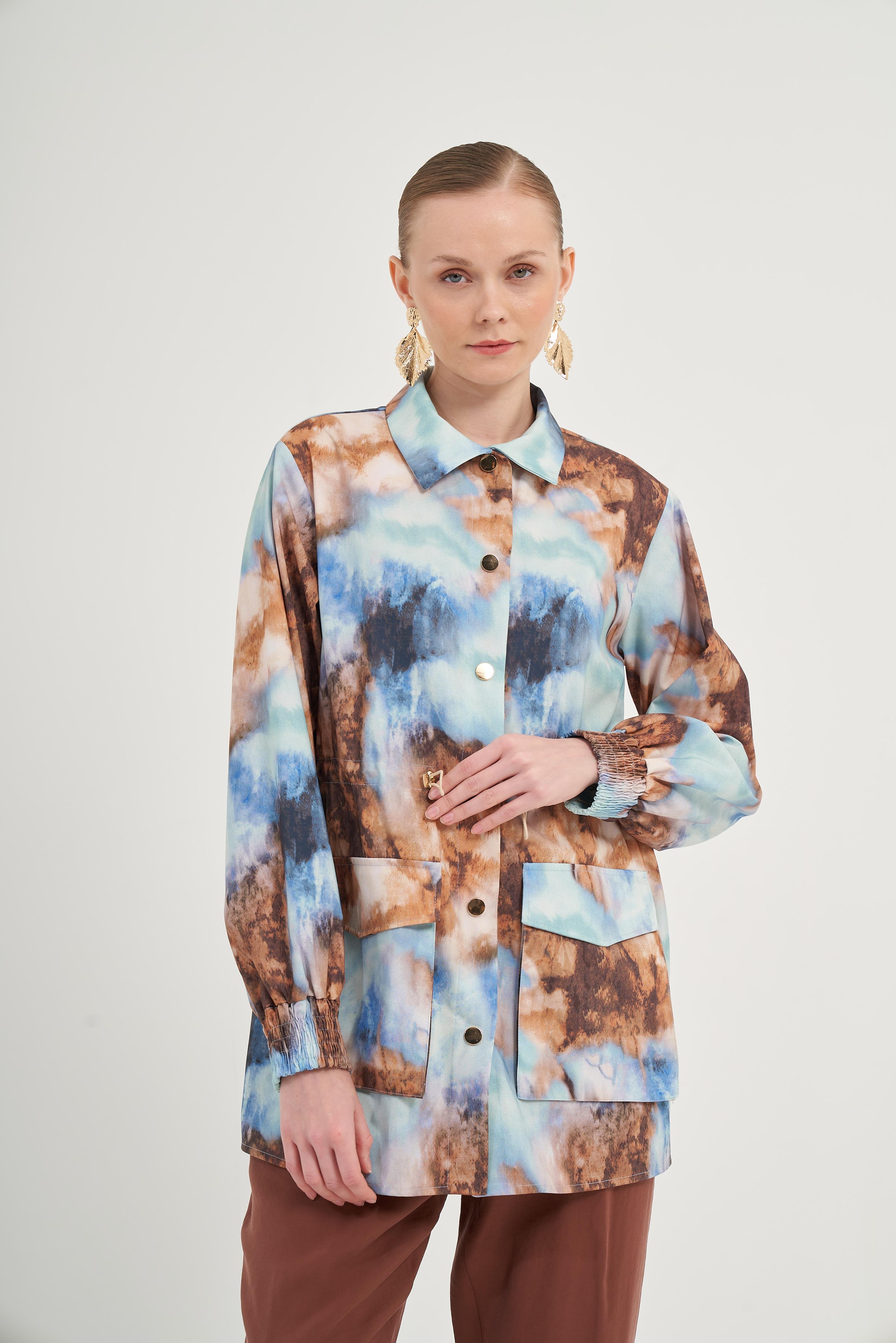 Ftz Kadın Desenli Kap İndigo 31070