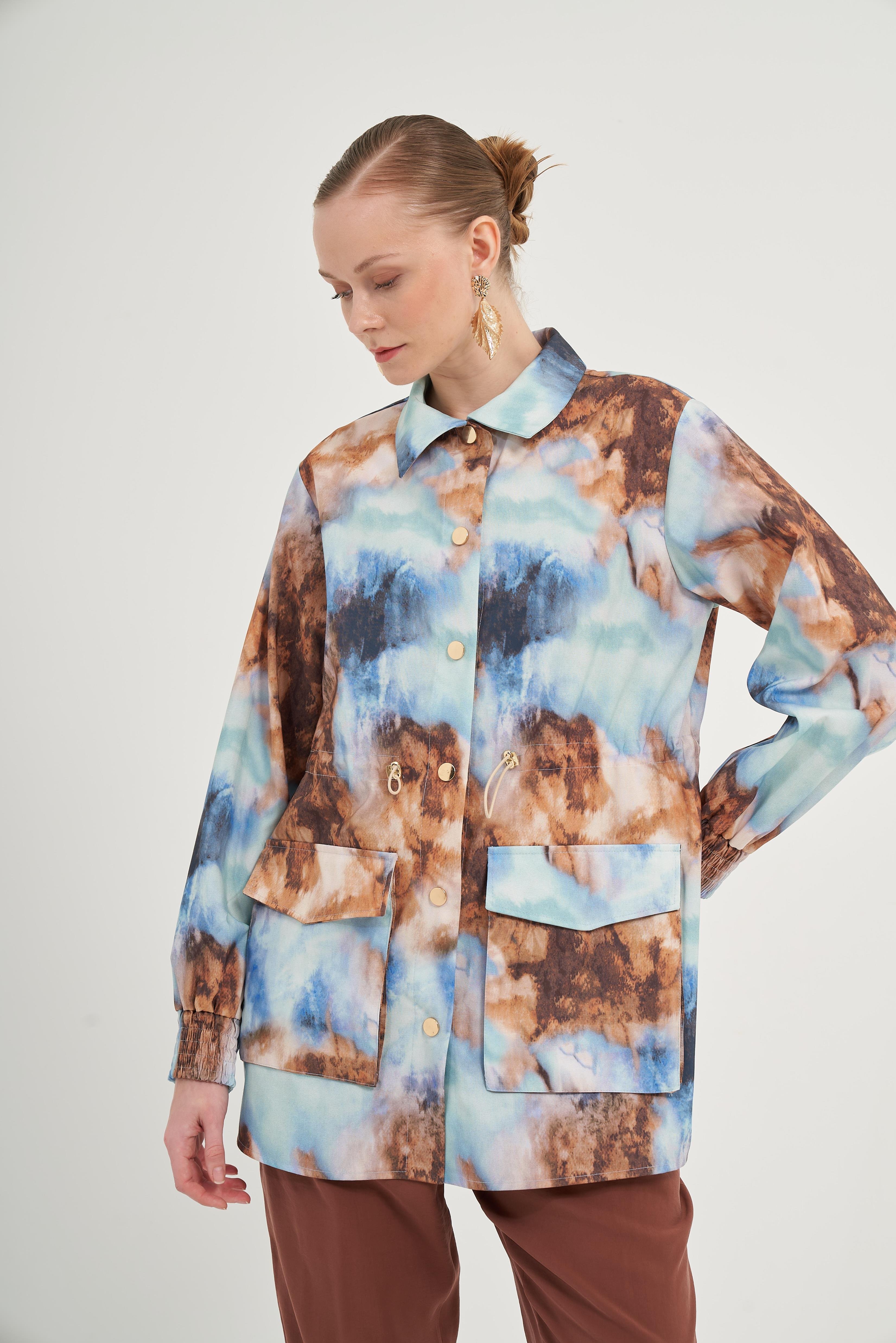 Ftz Kadın Desenli Kap İndigo 31070