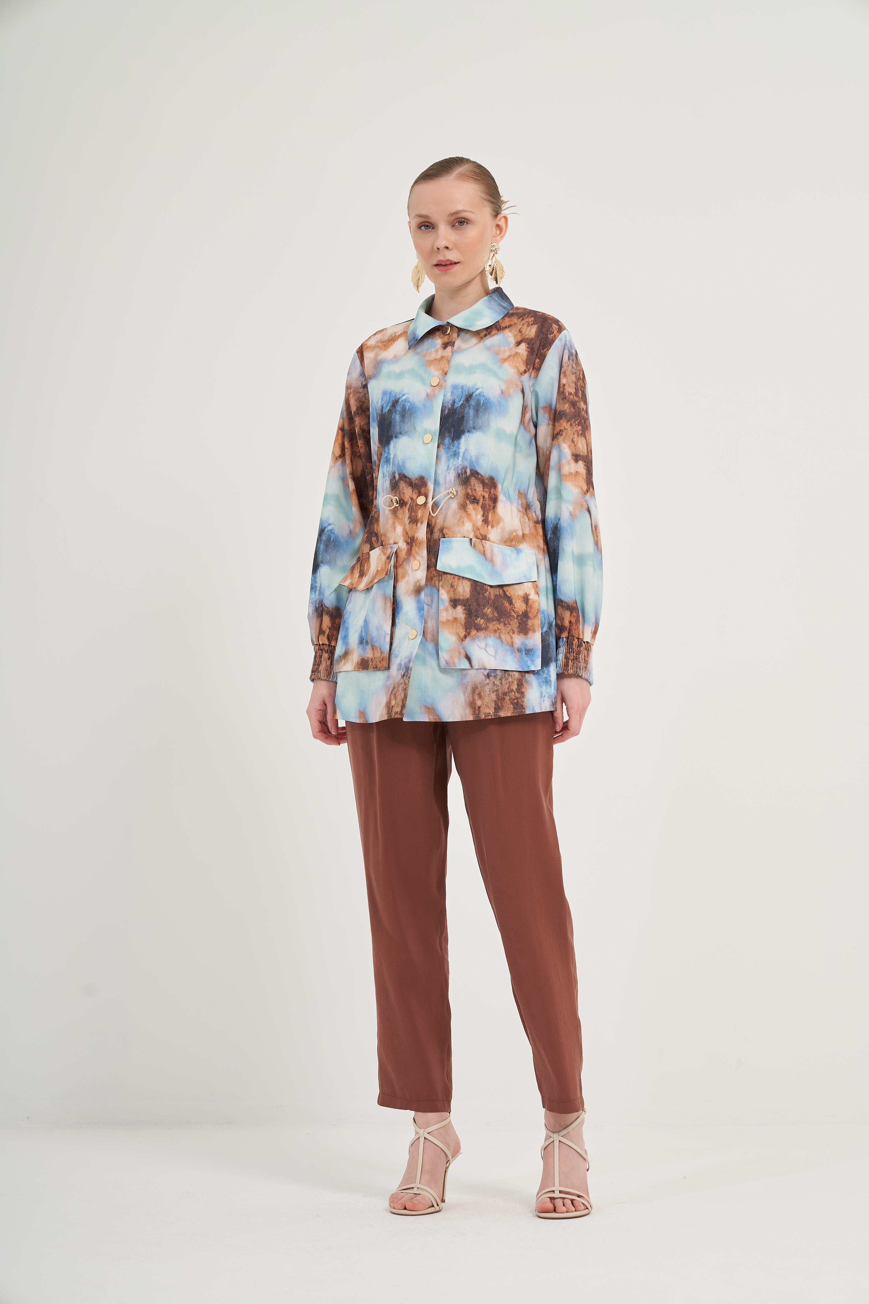 Ftz Kadın Desenli Kap İndigo 31070