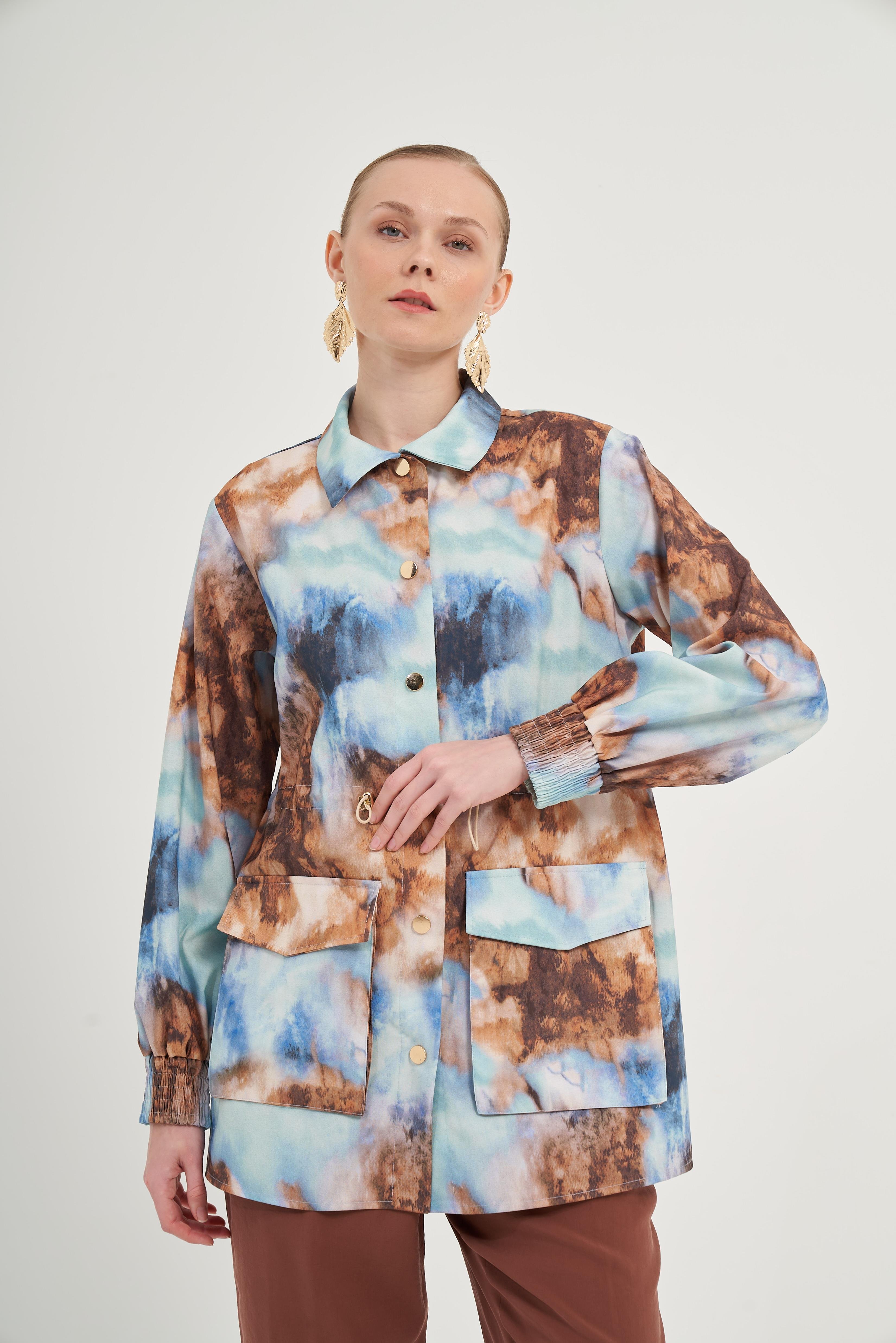 Ftz Kadın Desenli Kap İndigo 31070