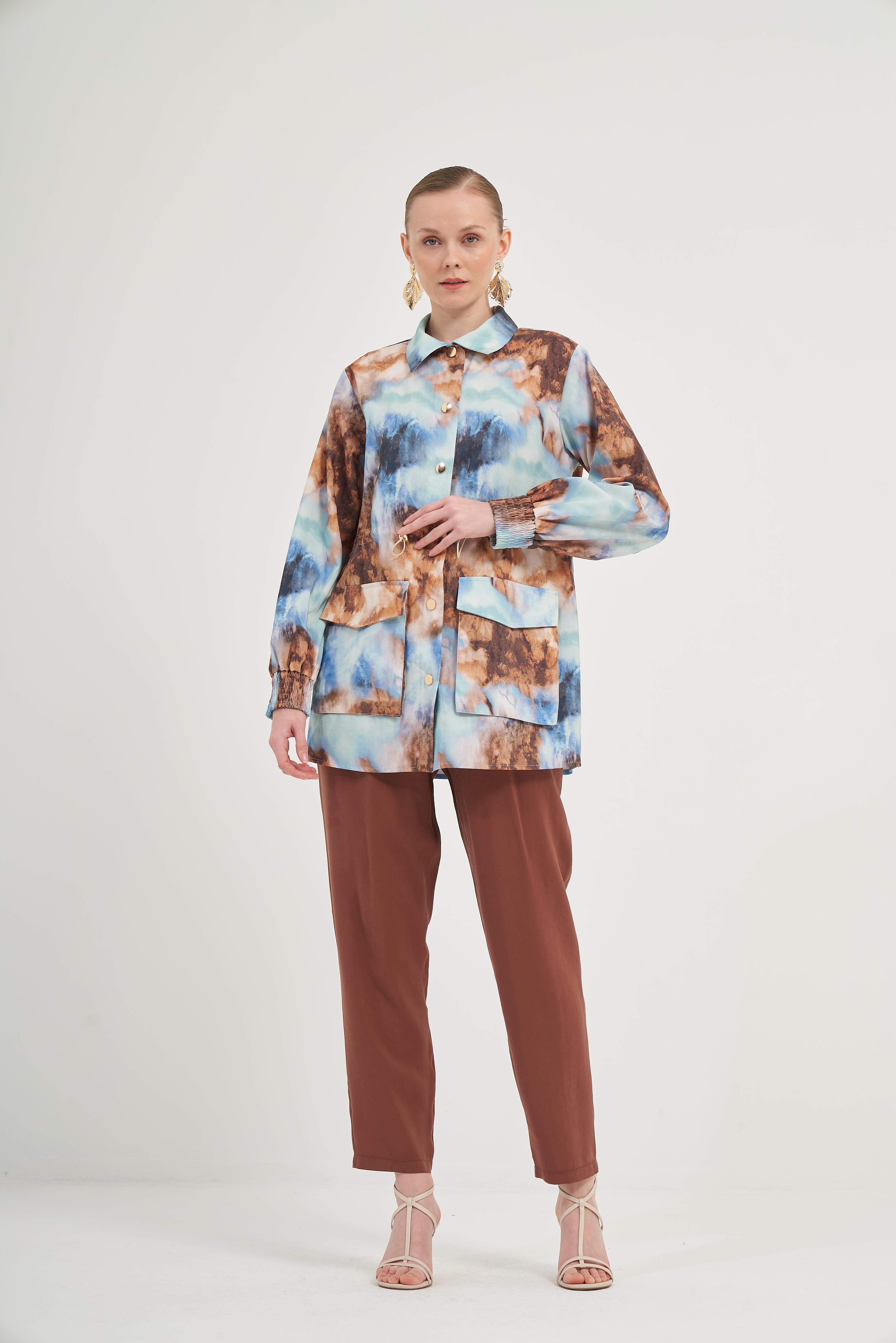 Ftz Kadın Desenli Kap İndigo 31070