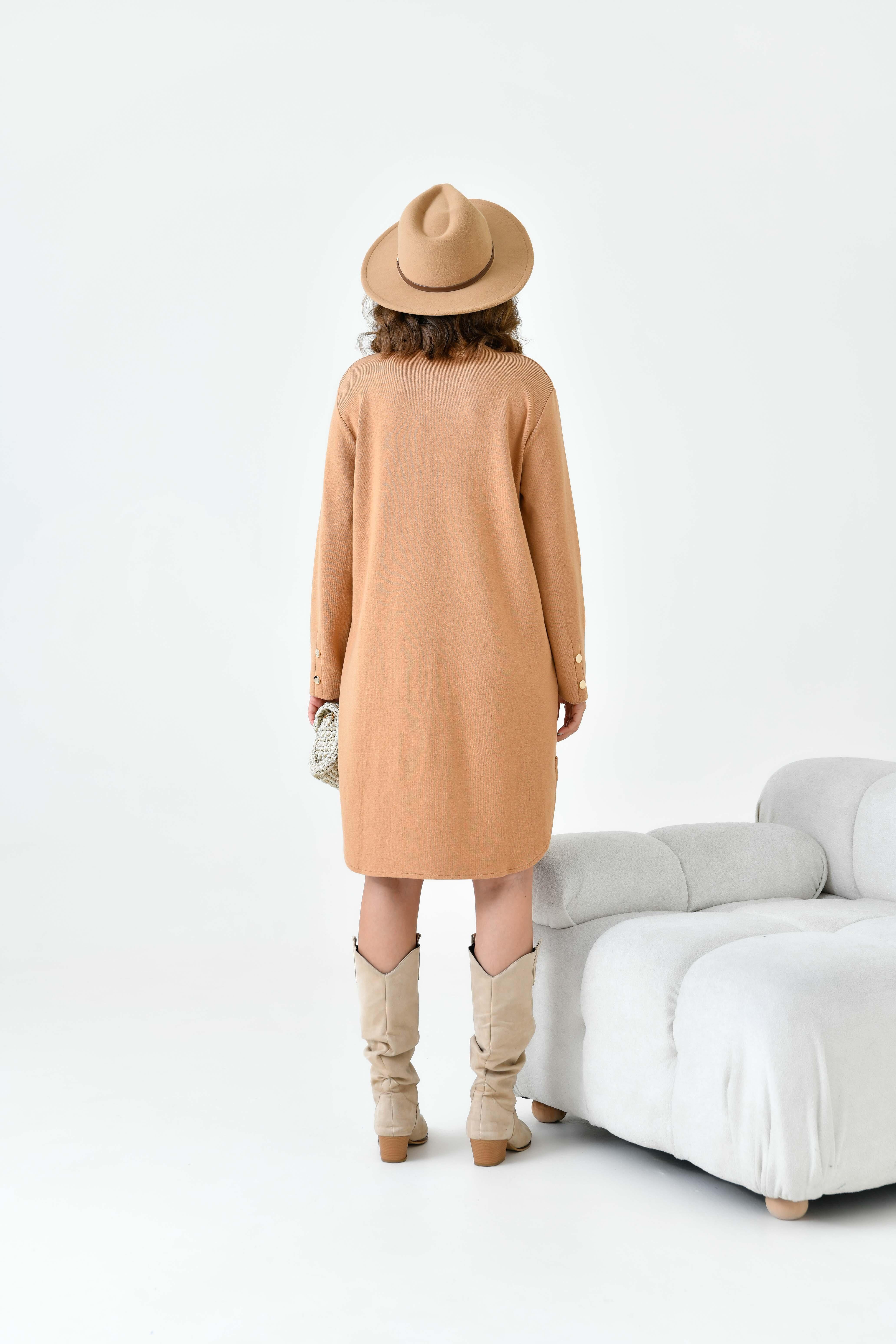 Ftz Kadın Düğme Detaylı Tunik Bisküvi 20787