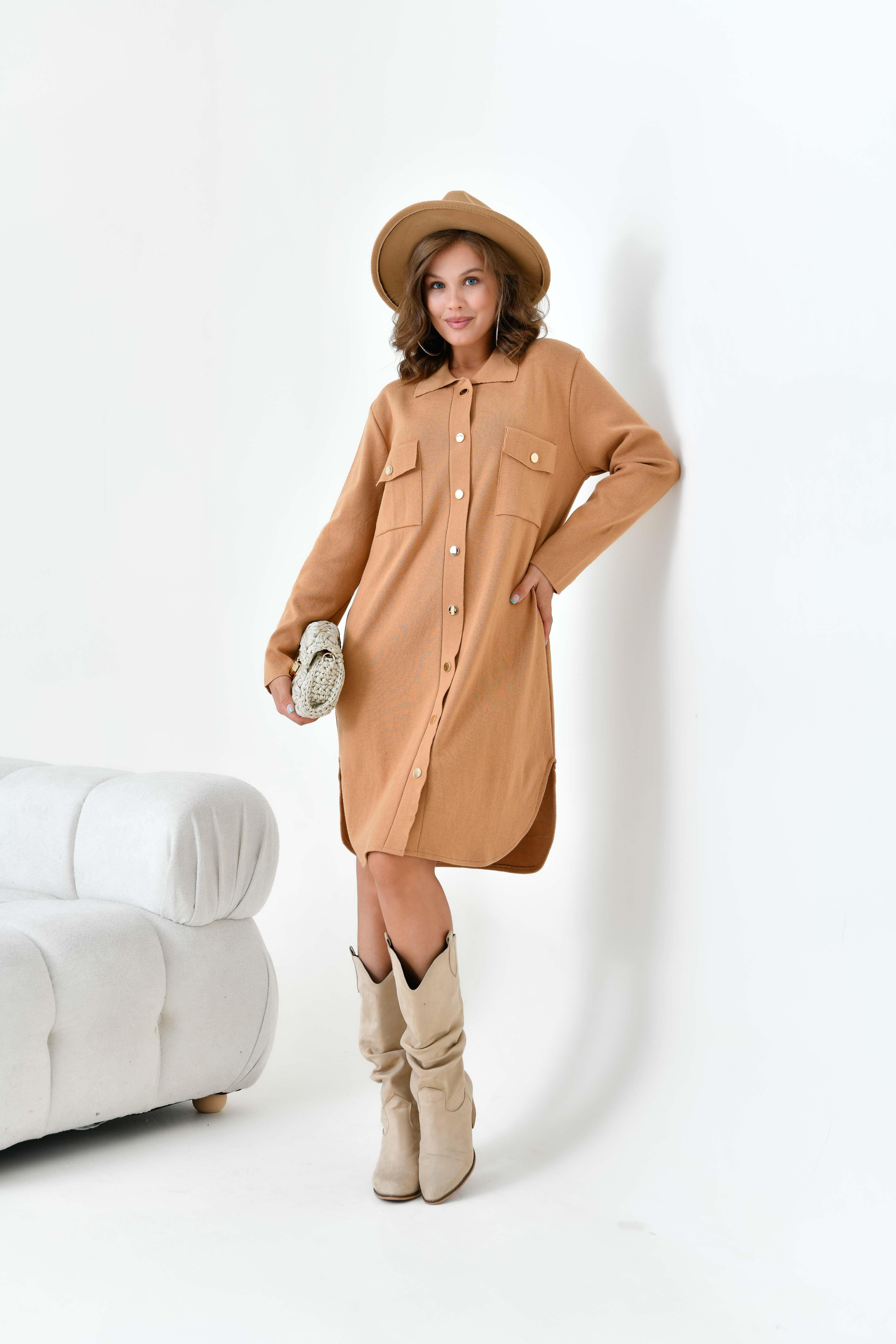 Ftz Kadın Düğme Detaylı Tunik Bisküvi 20787