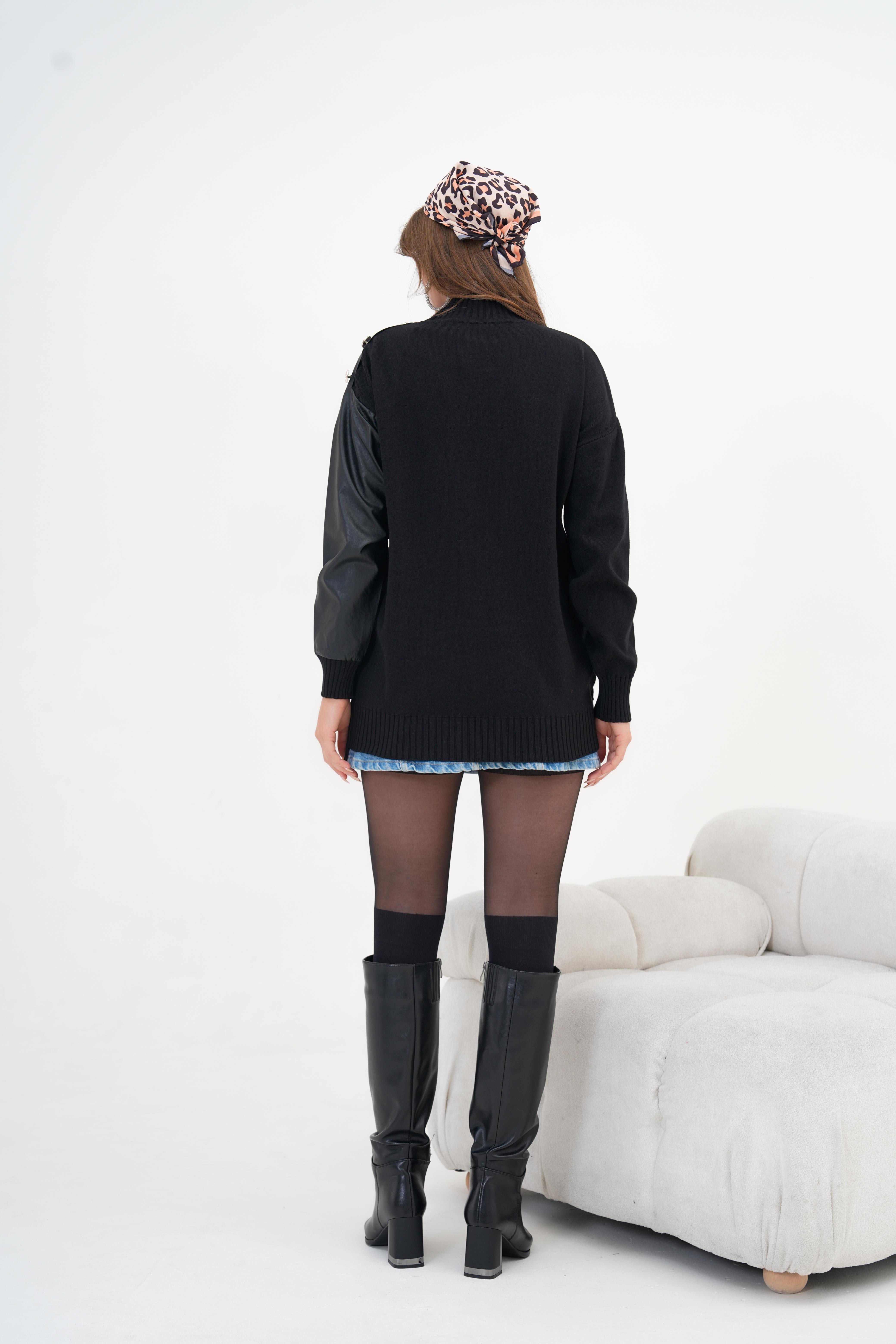 Ftz Kadın Düğme Detaylı Tunik Siyah 20825