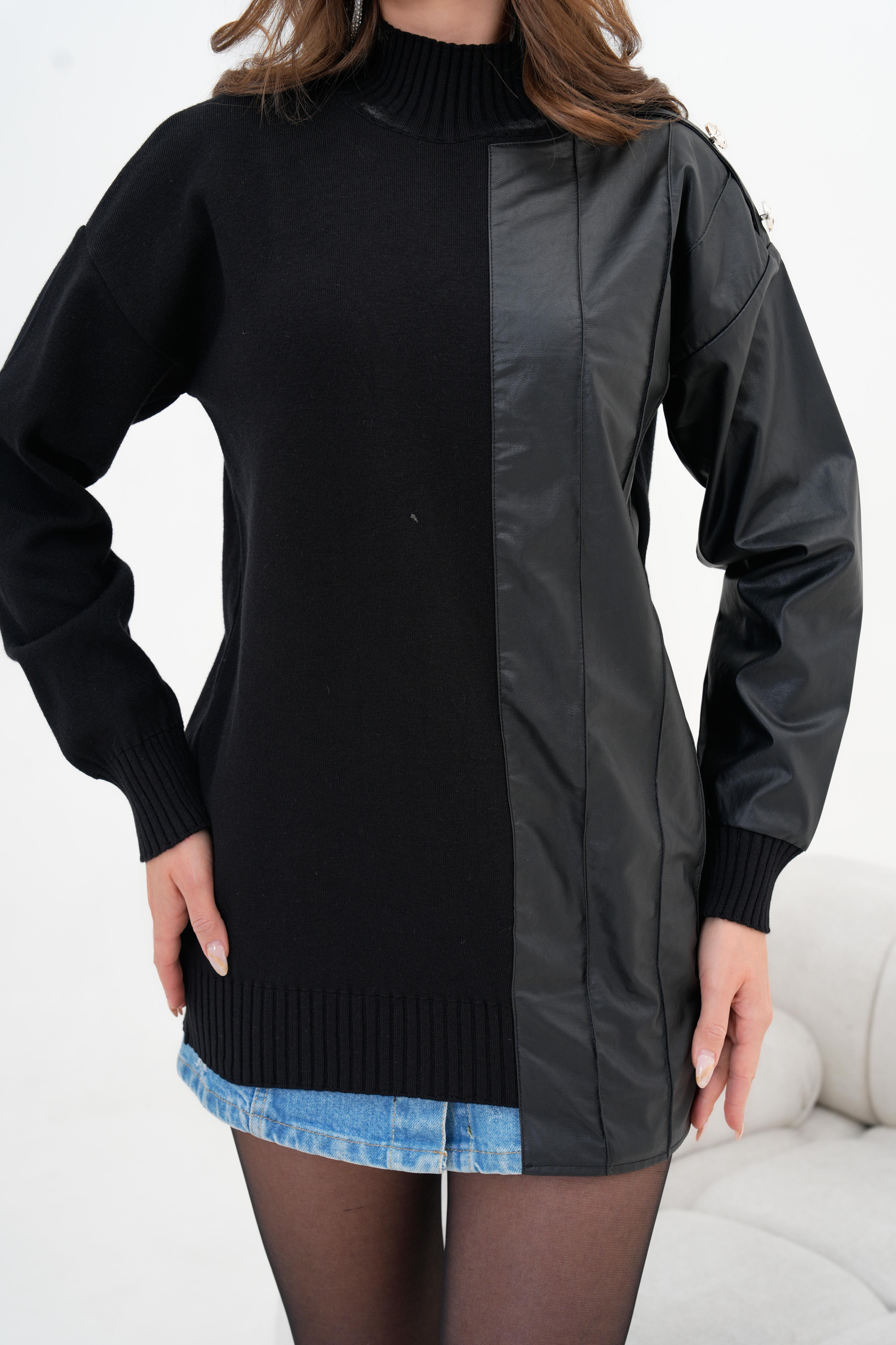 Ftz Kadın Düğme Detaylı Tunik Siyah 20825