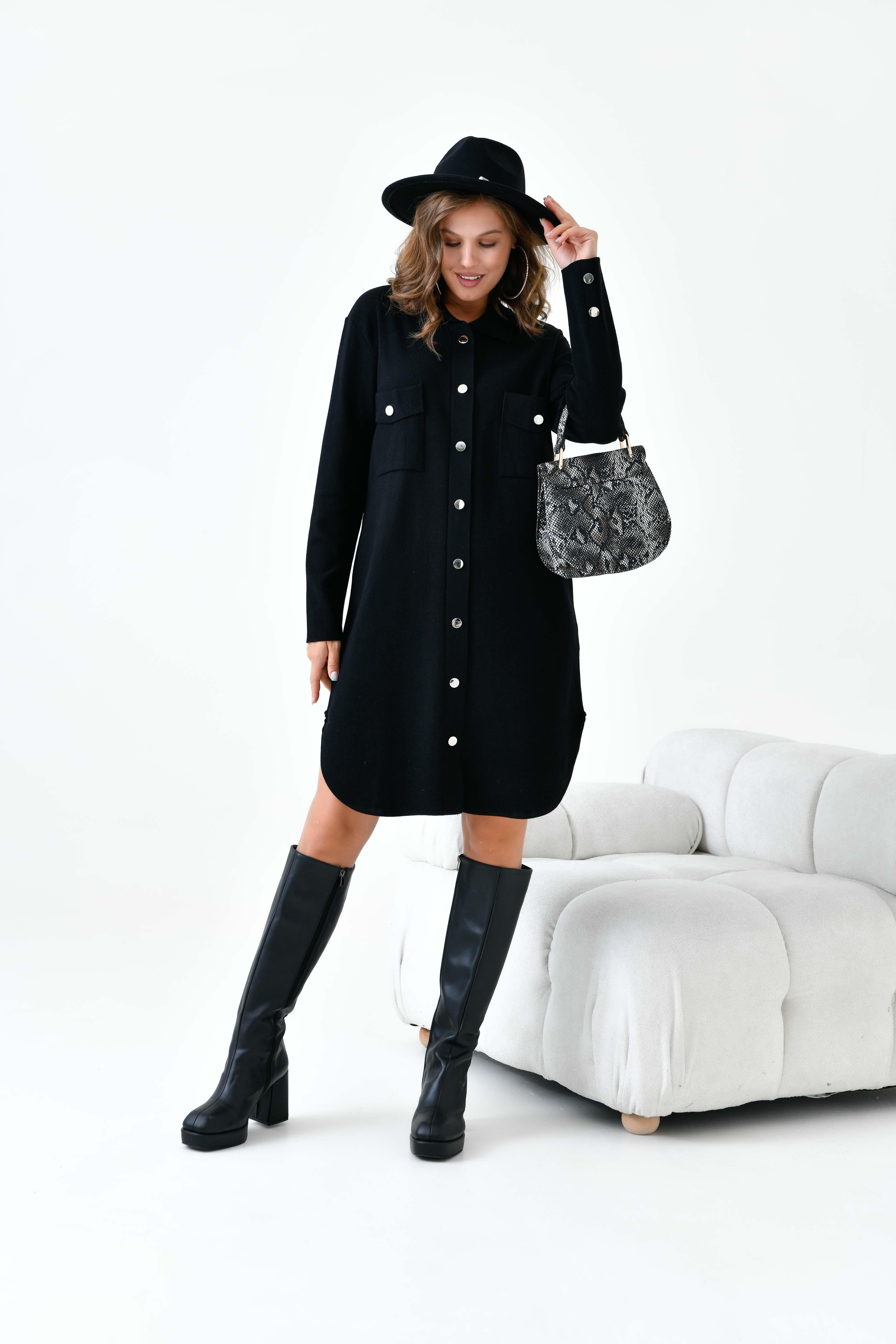 Ftz Kadın Düğme Detaylı Tunik Siyah 20787