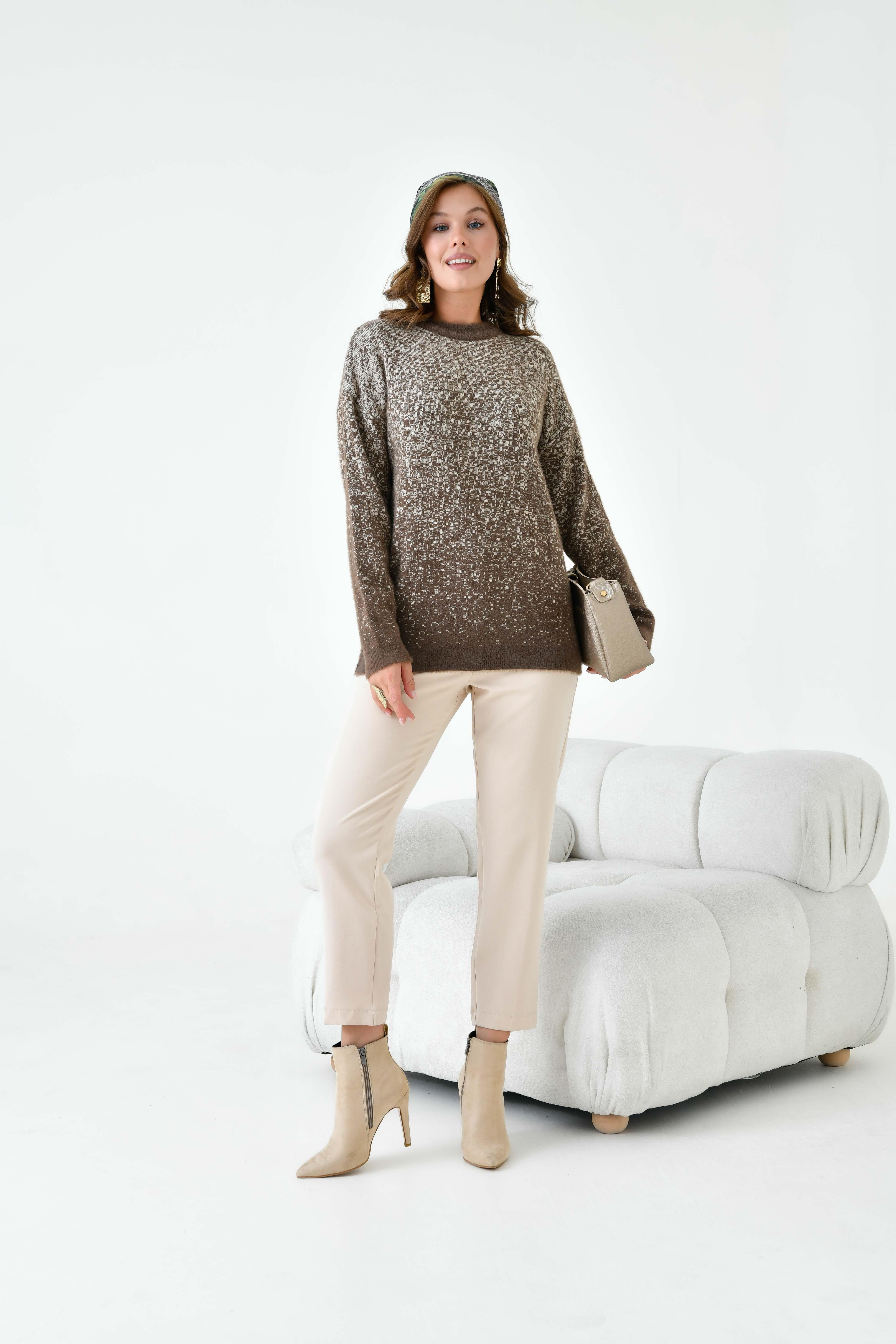 Ftz Kadın Geçişli Kazak Kahve 20942