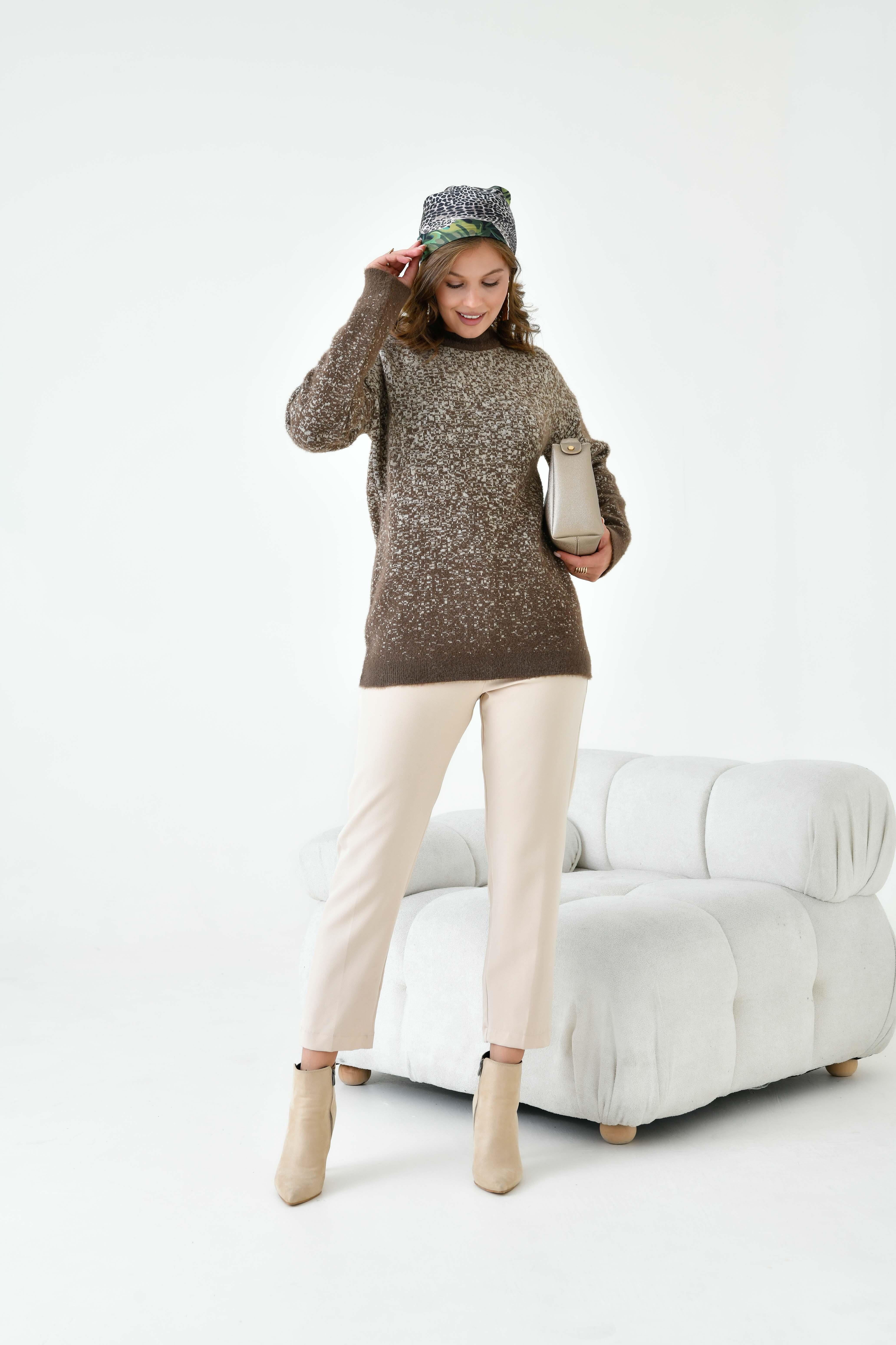 Ftz Kadın Geçişli Kazak Kahve 20942