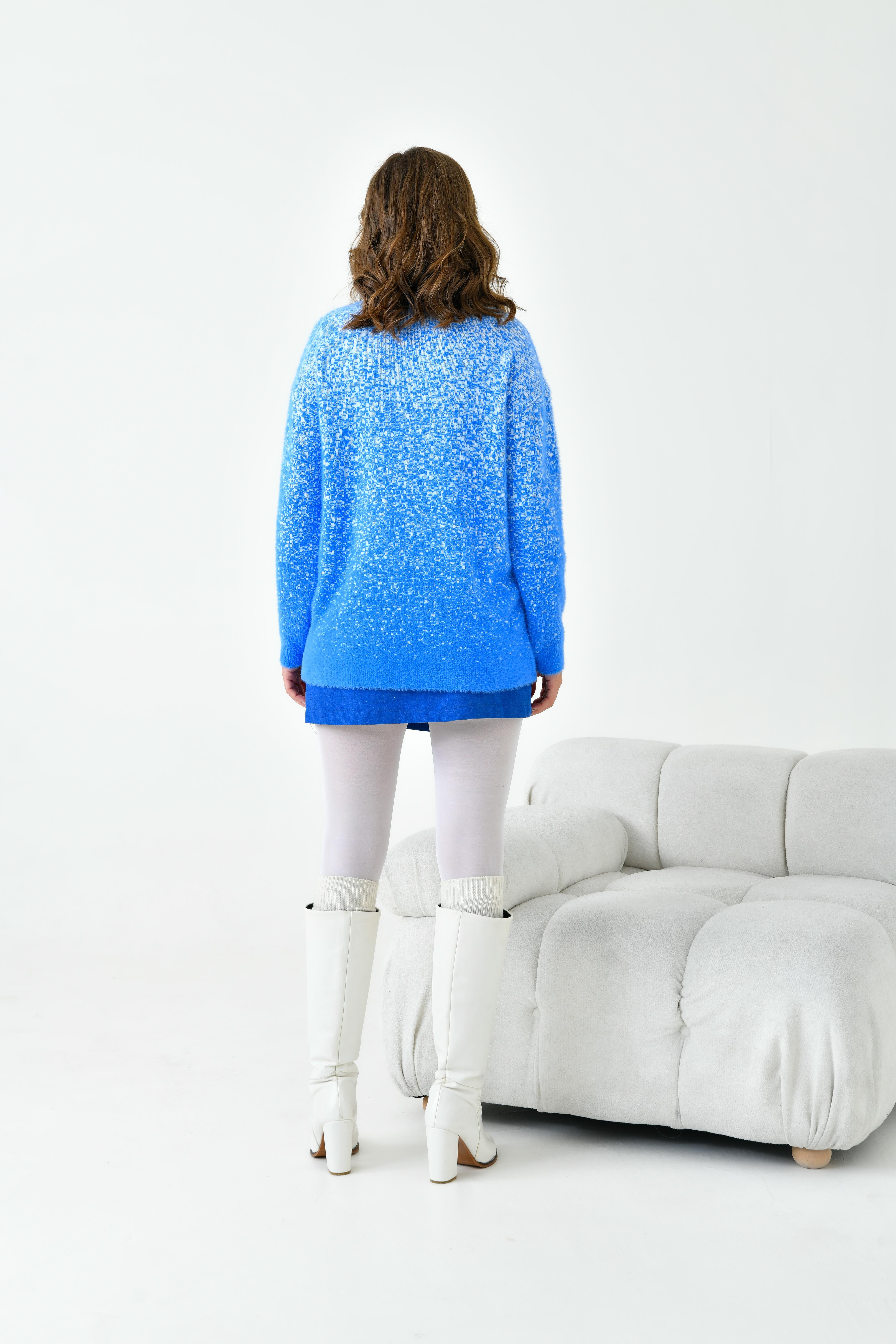 Ftz Kadın Geçişli Kazak Mavi 20942