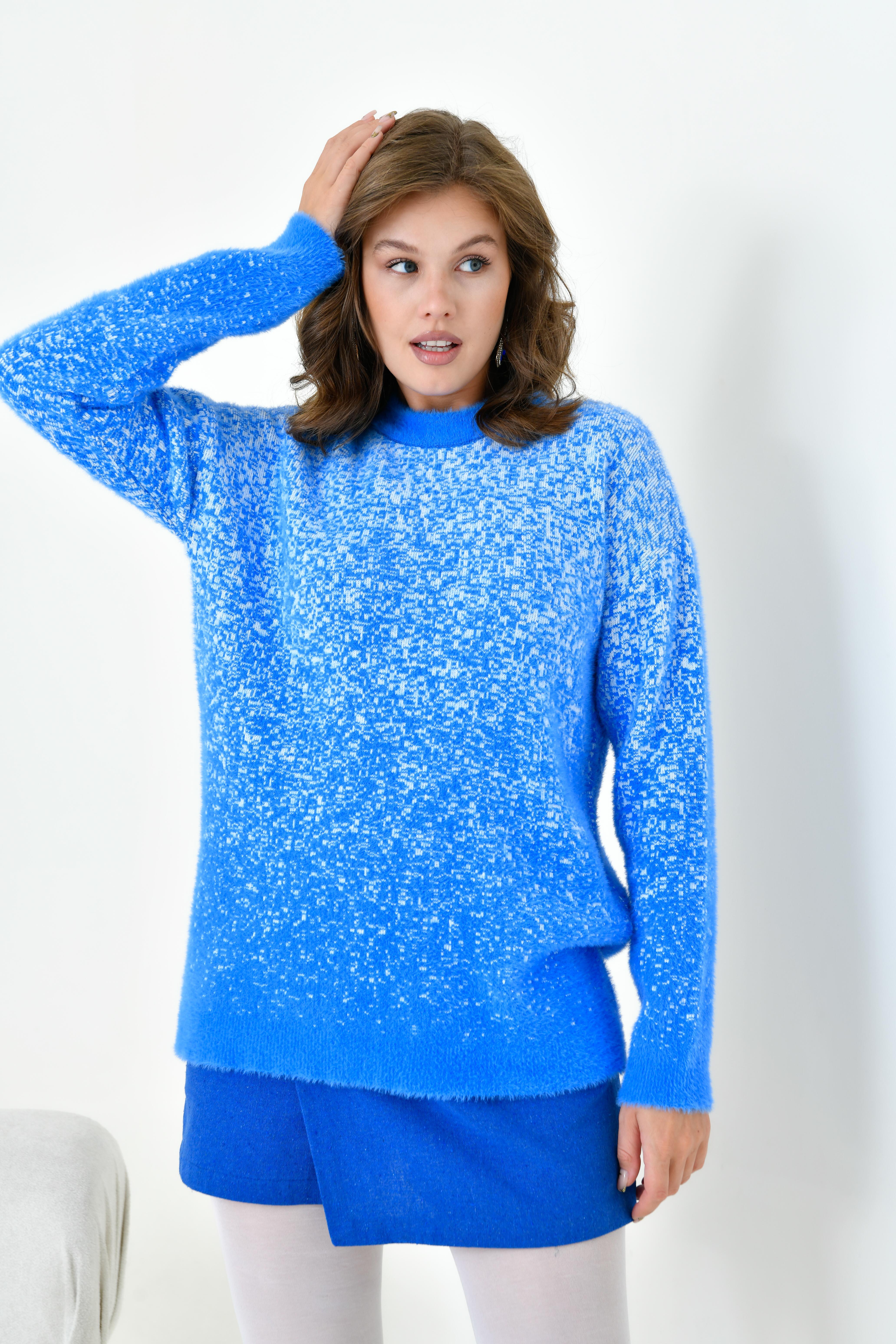 Ftz Kadın Geçişli Kazak Mavi 20942