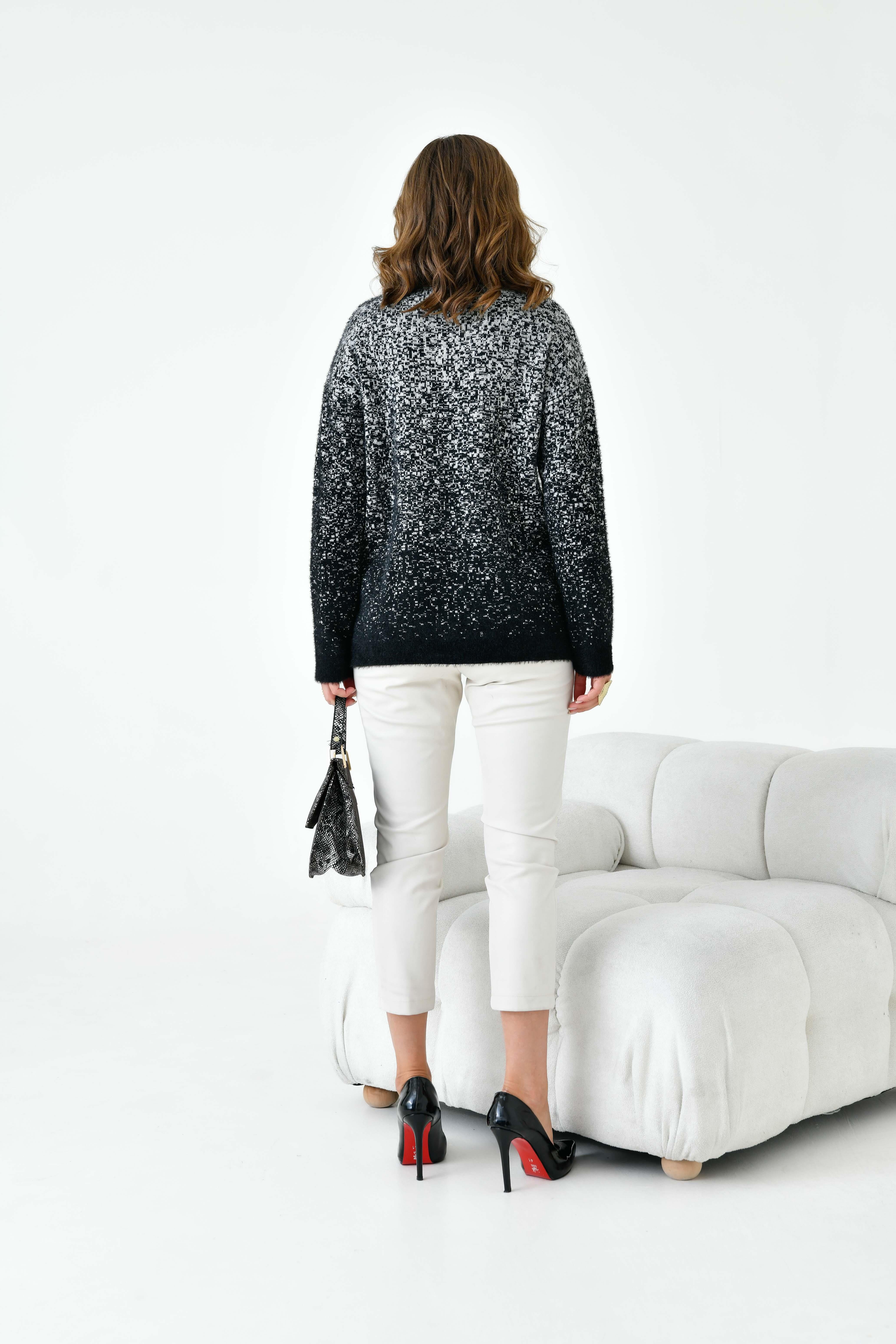 Ftz Kadın Geçişli Kazak Siyah 20942