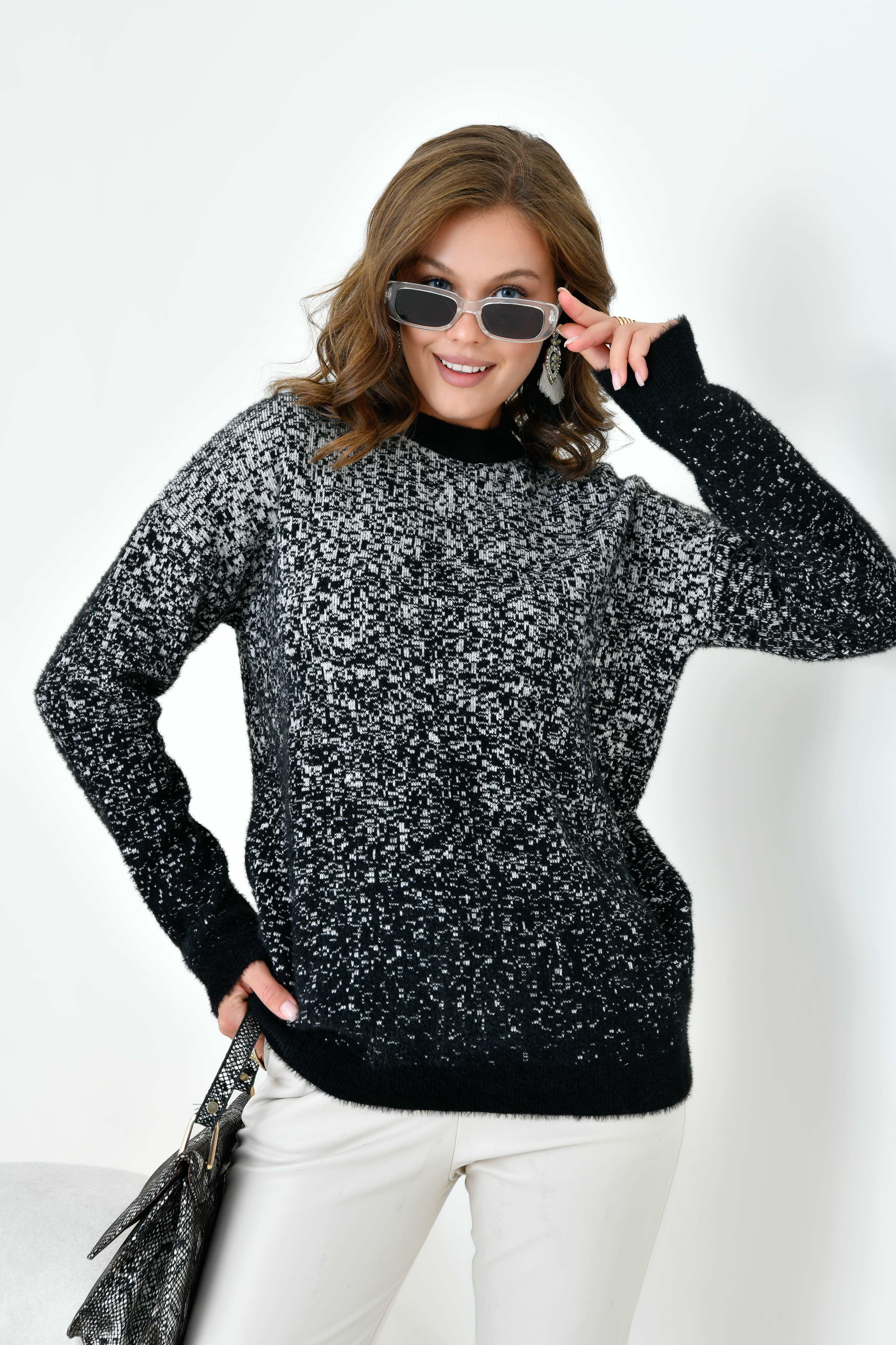 Ftz Kadın Geçişli Kazak Siyah 20942