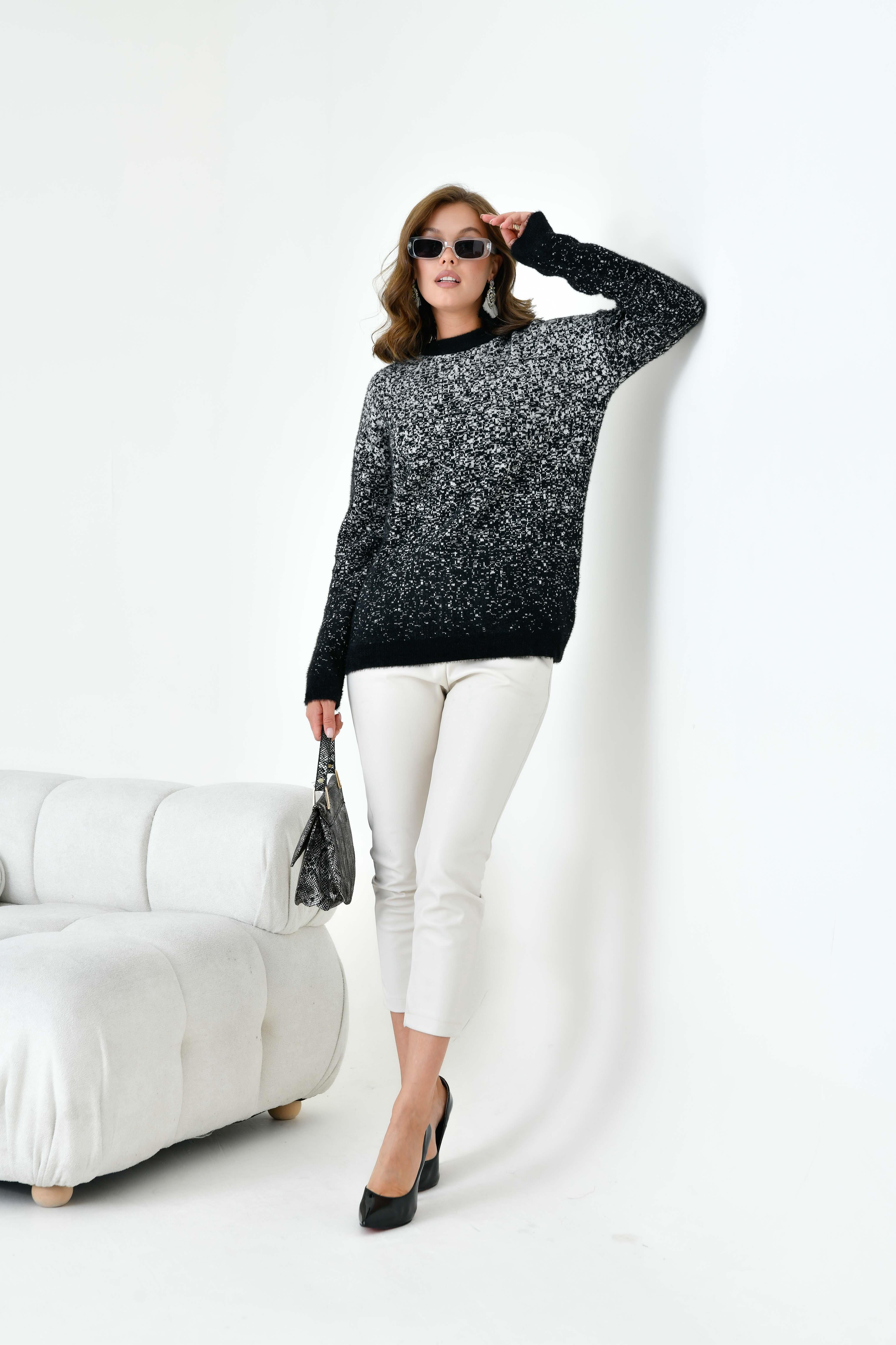 Ftz Kadın Geçişli Kazak Siyah 20942