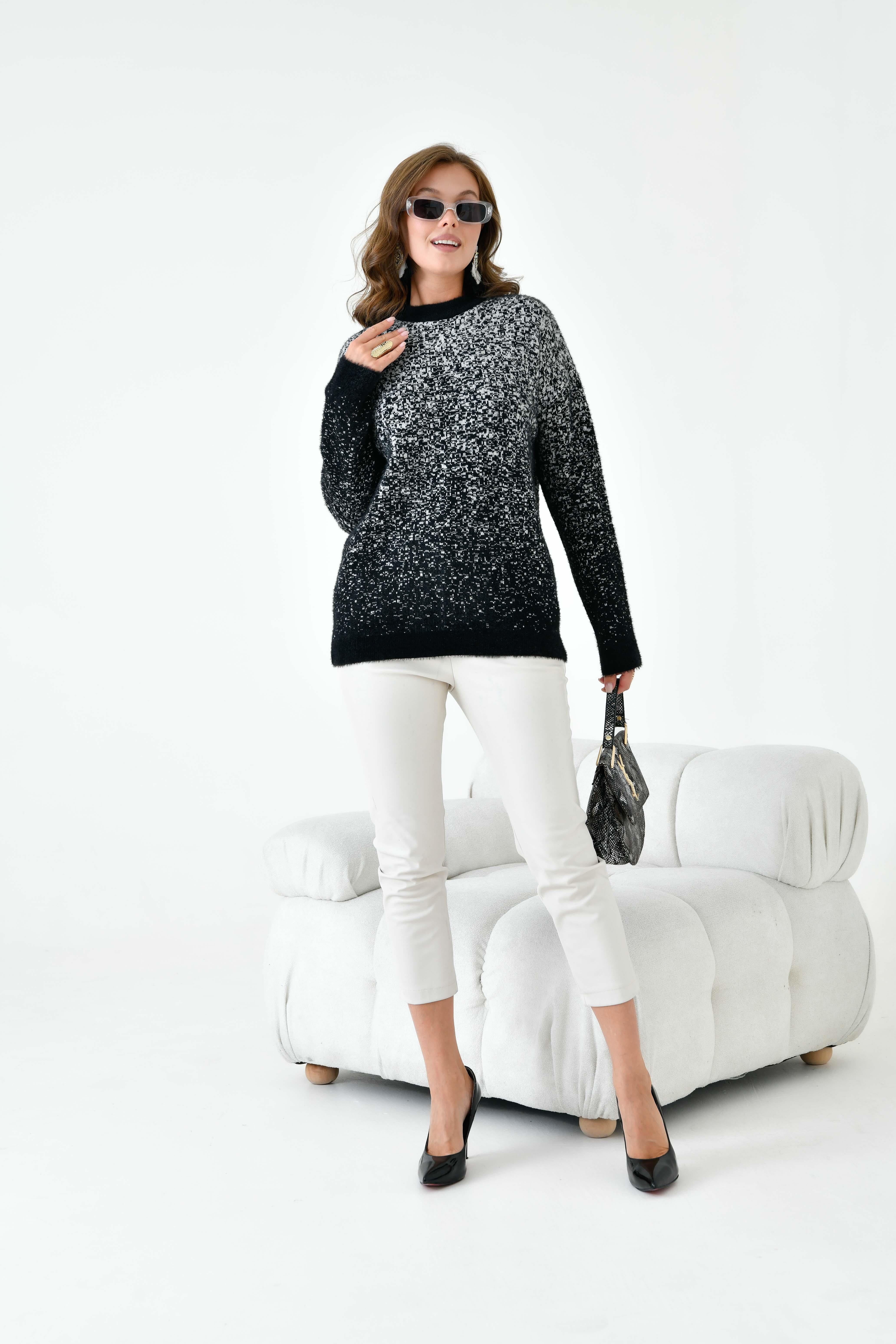 Ftz Kadın Geçişli Kazak Siyah 20942