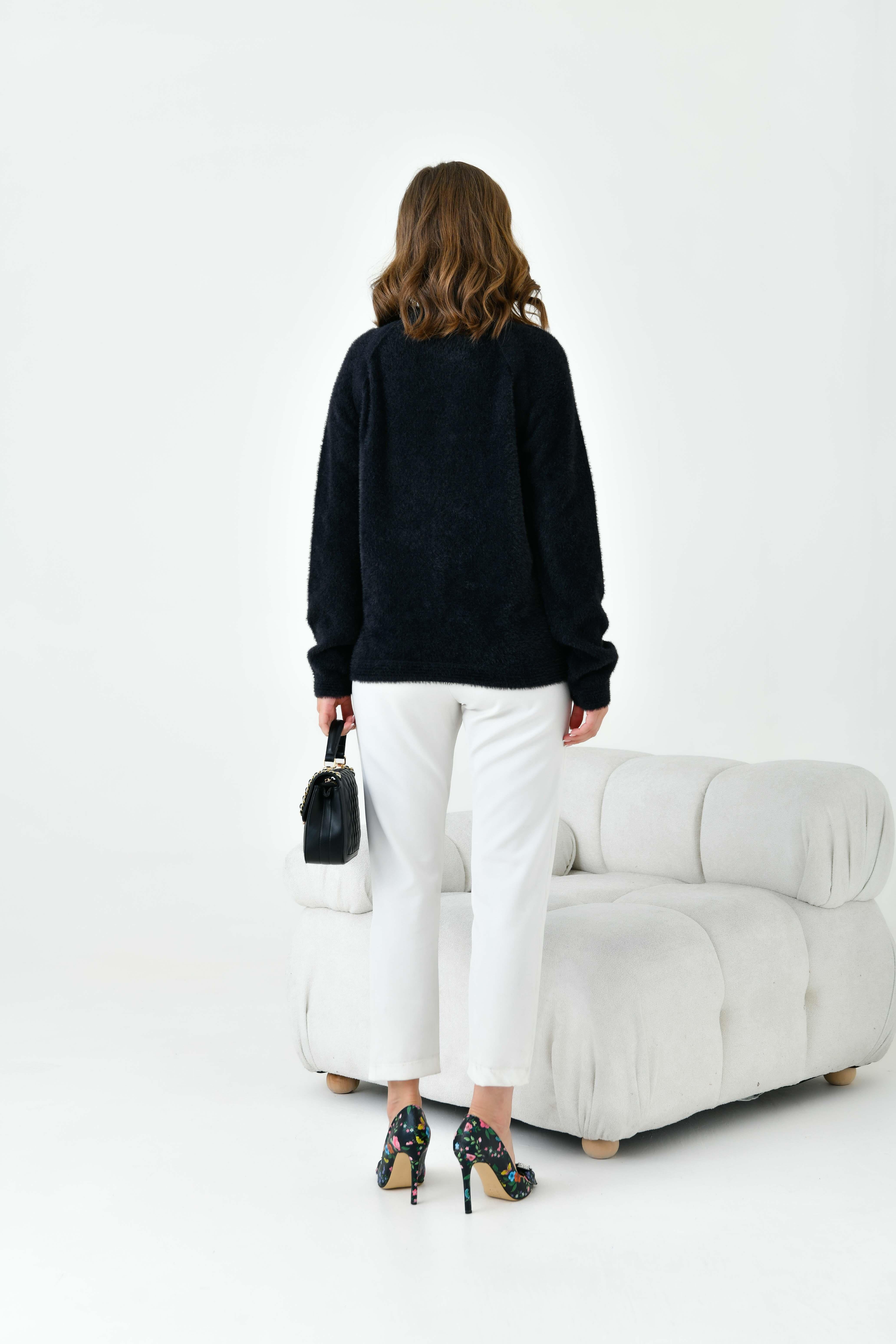 Ftz Kadın Gold Düğme Detaylı Bluz Siyah 20699