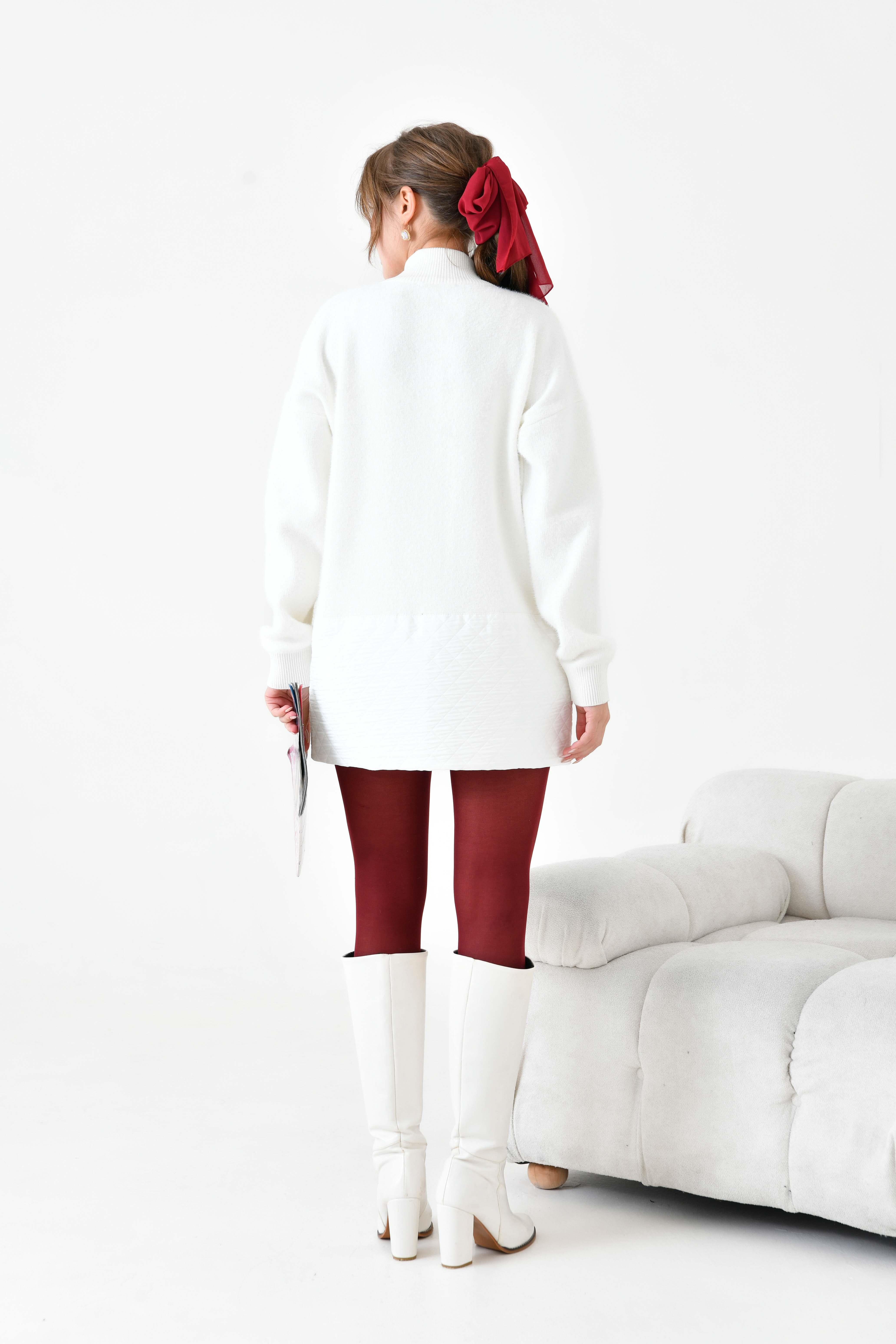 Ftz Kadın Kapitone Detaylı Kısa Kap Ekru 20875