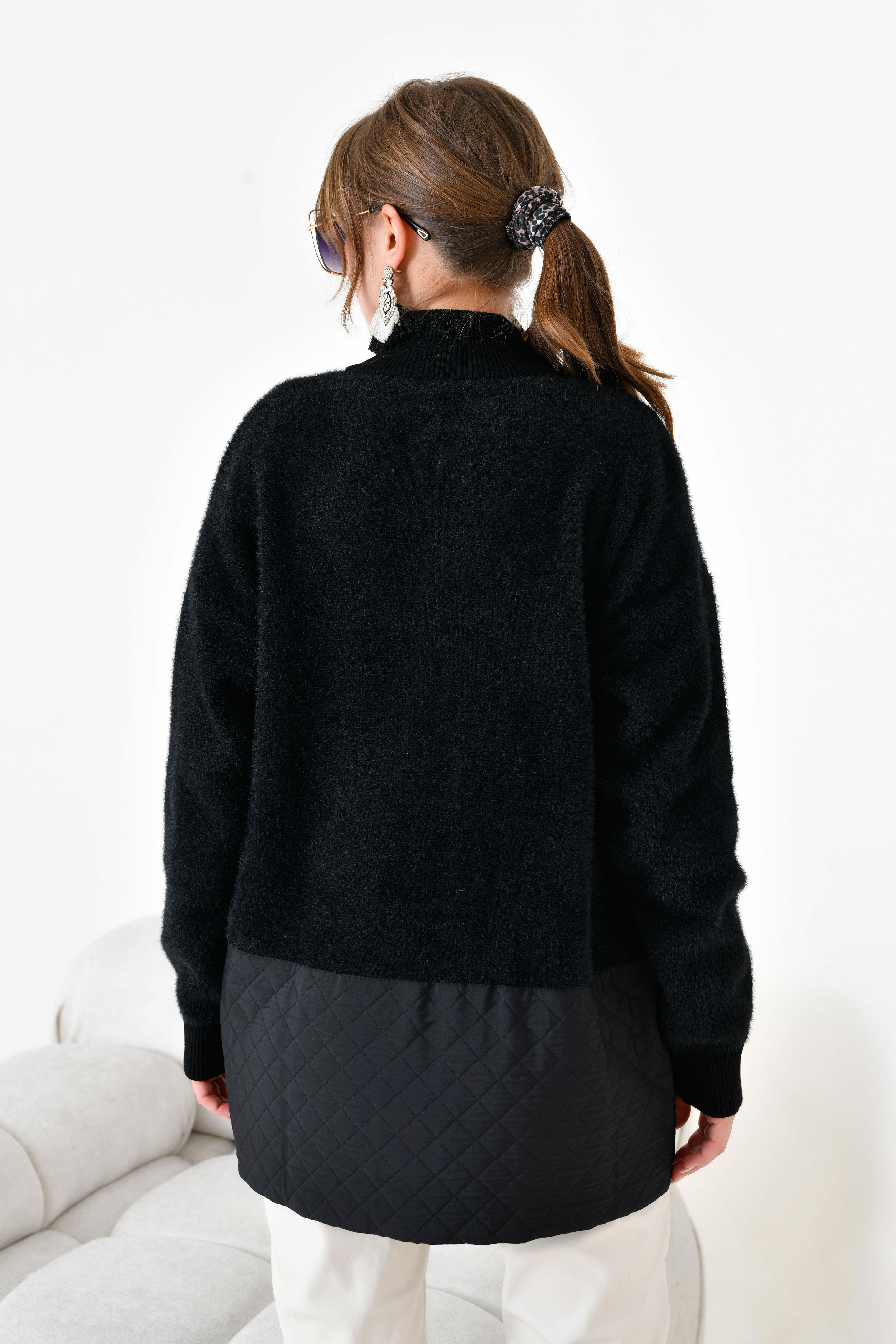 Ftz Kadın Kapitone Detaylı Kısa Kap Siyah 20875