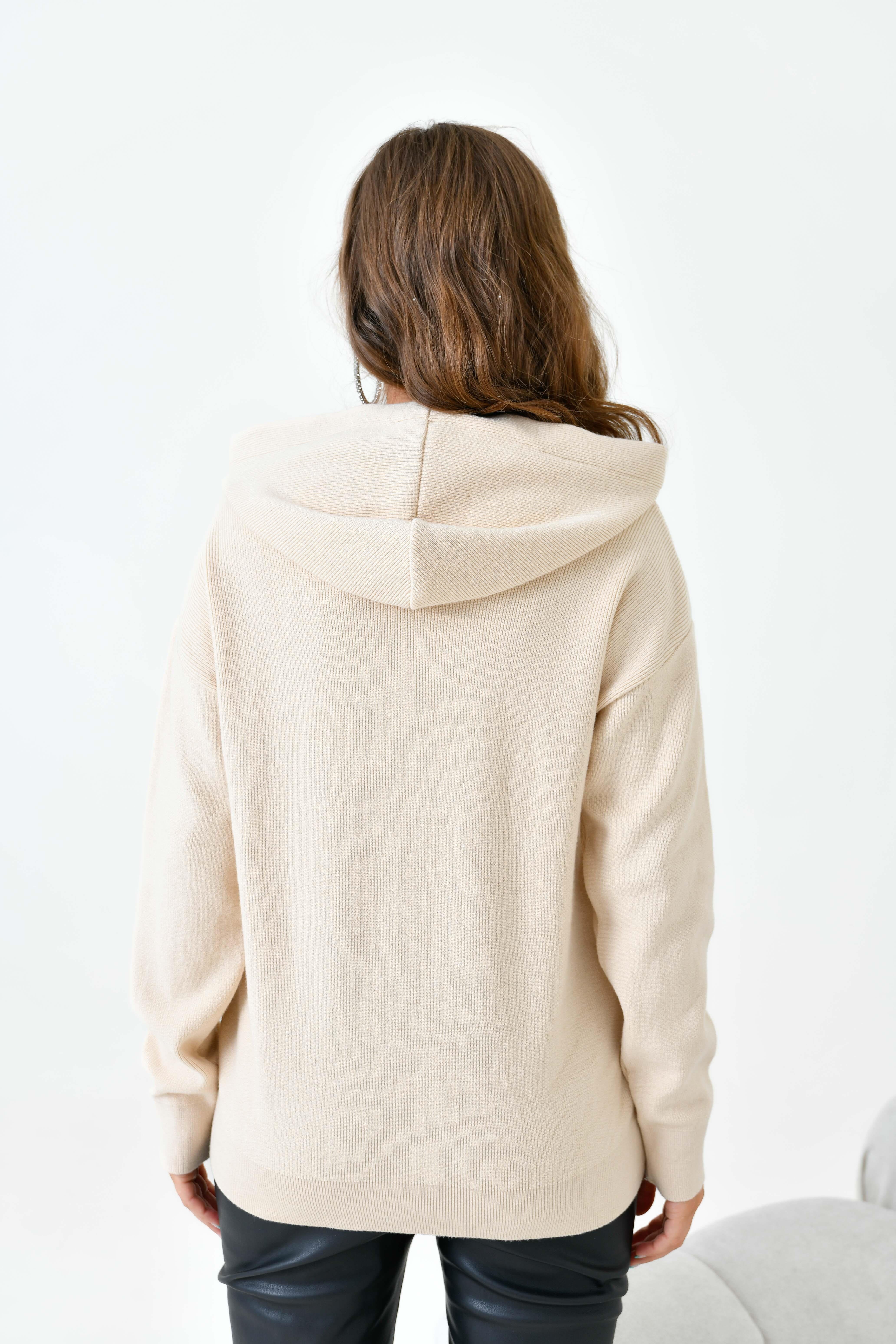 Ftz Kadın Kapüşonlu Kazak Bej 20753